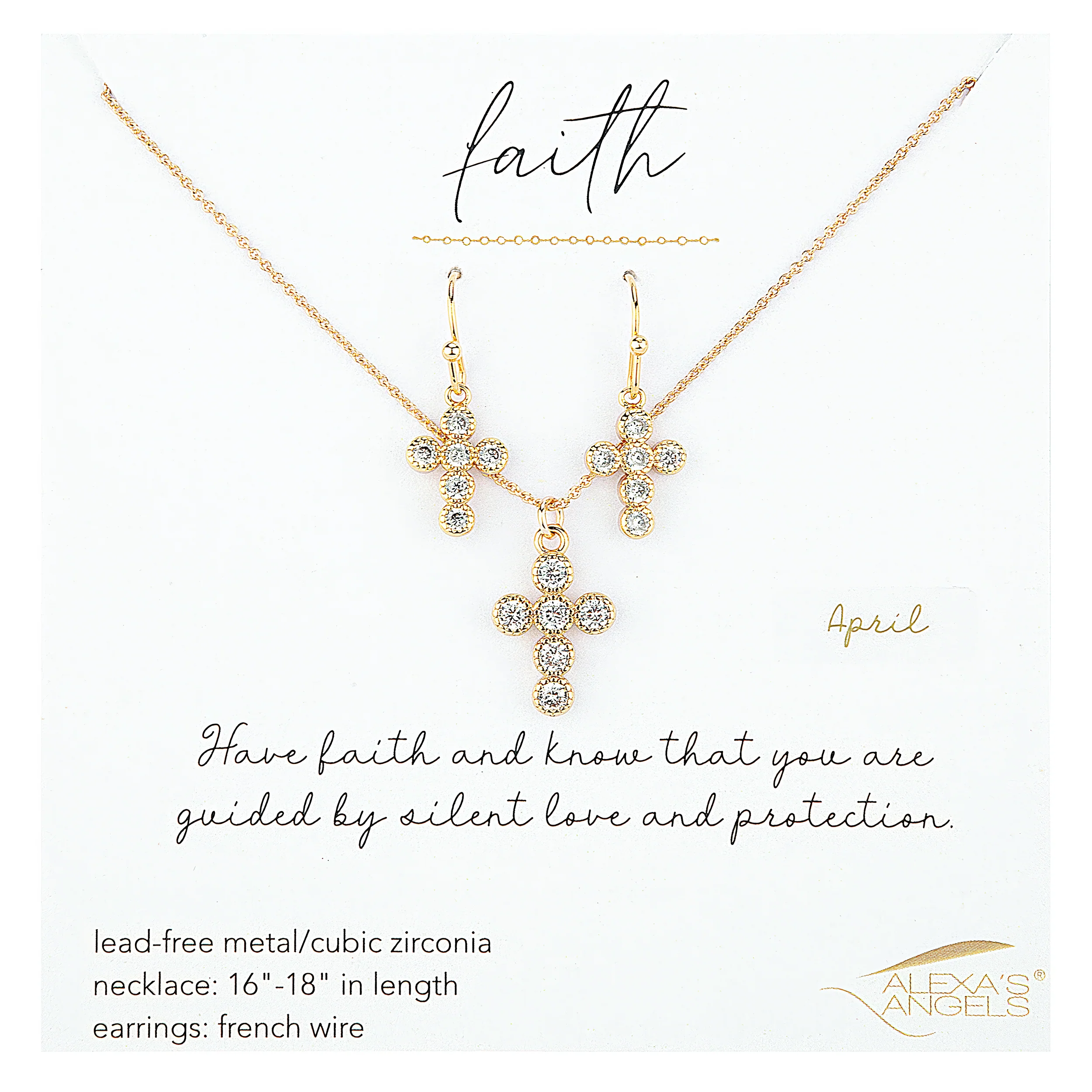 Alexa's Angels Birthstone Cross Necklace & Earring Set - Image 7