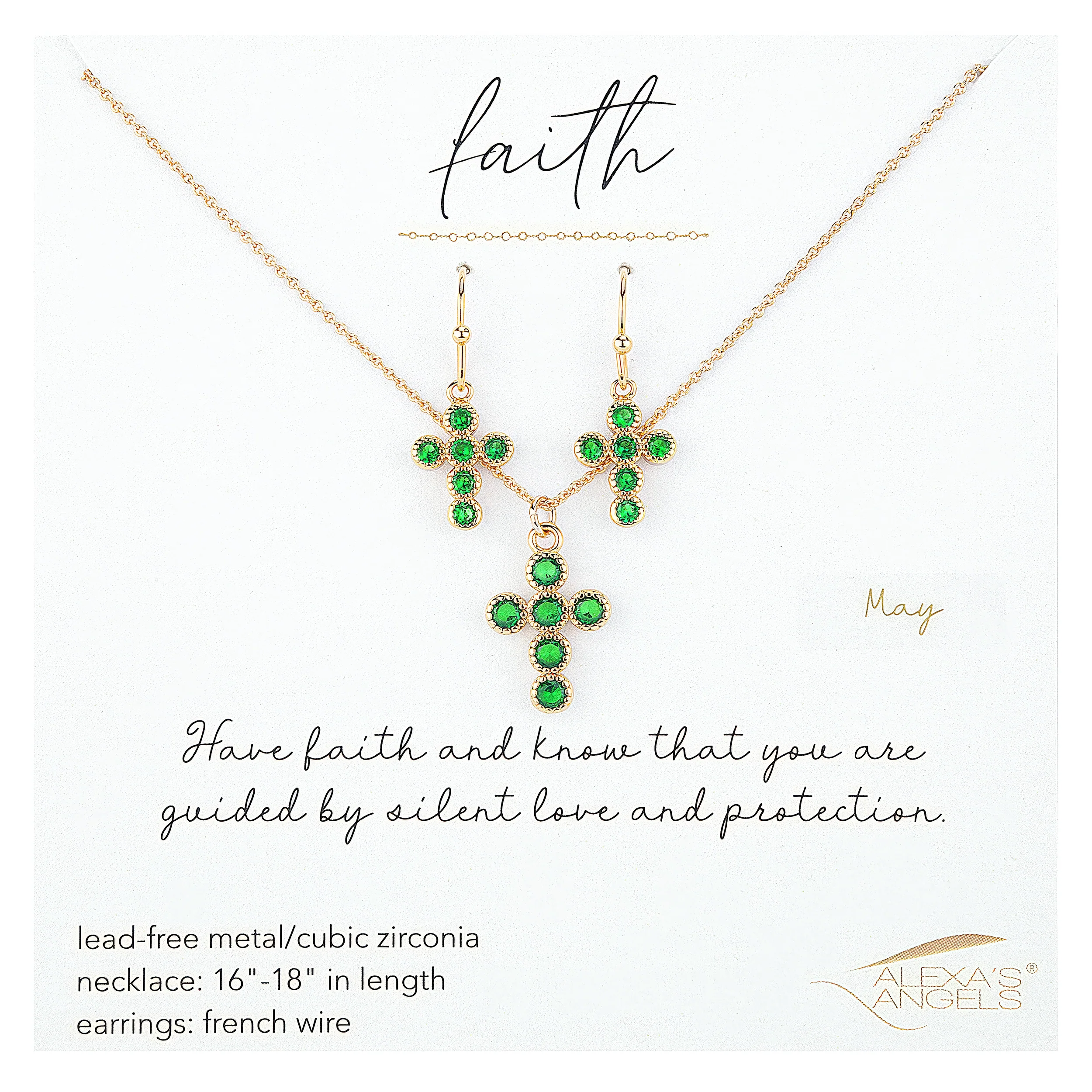 Alexa's Angels Birthstone Cross Necklace & Earring Set - Image 9