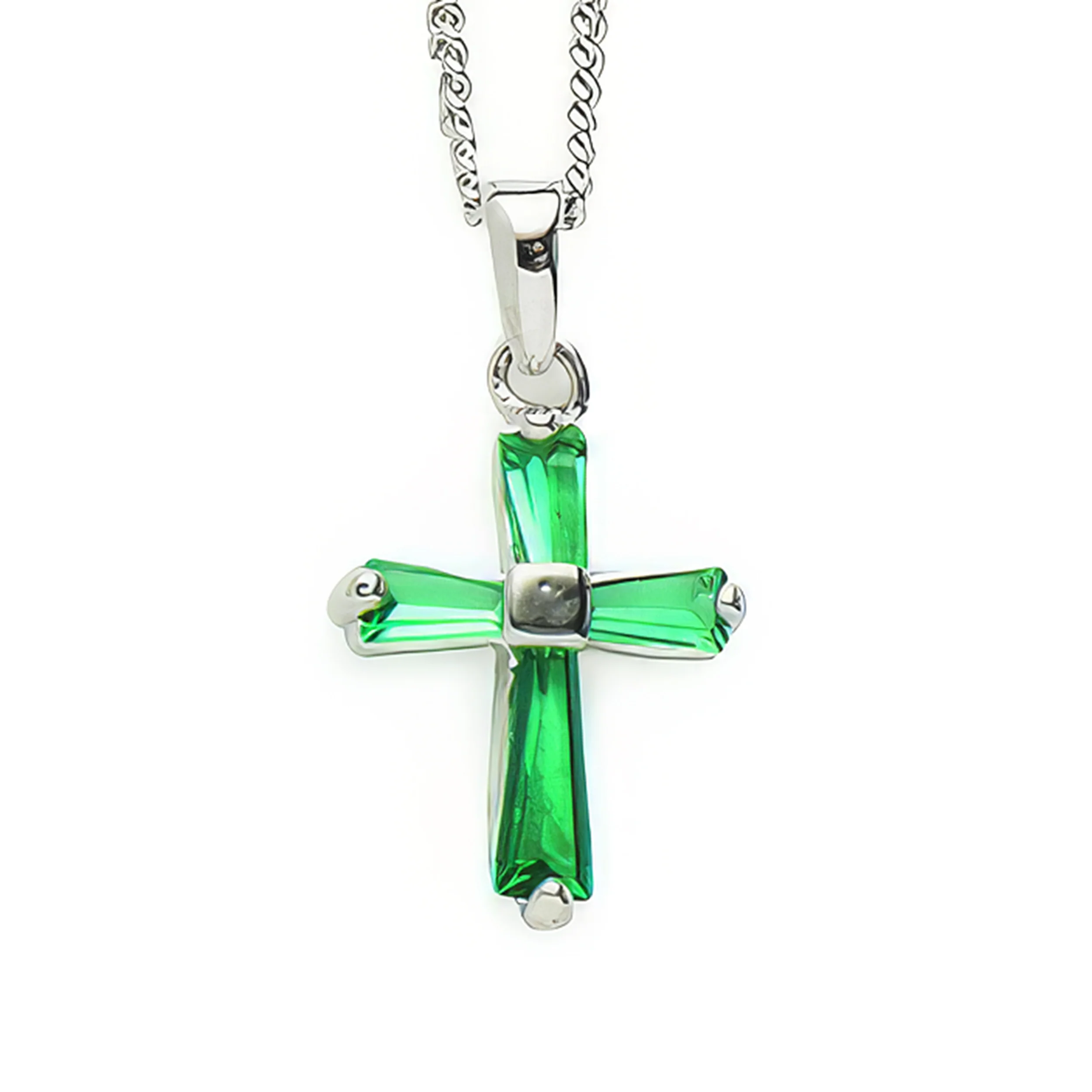 Birthstone Cross Necklace with Crystal Inlay - Image 12