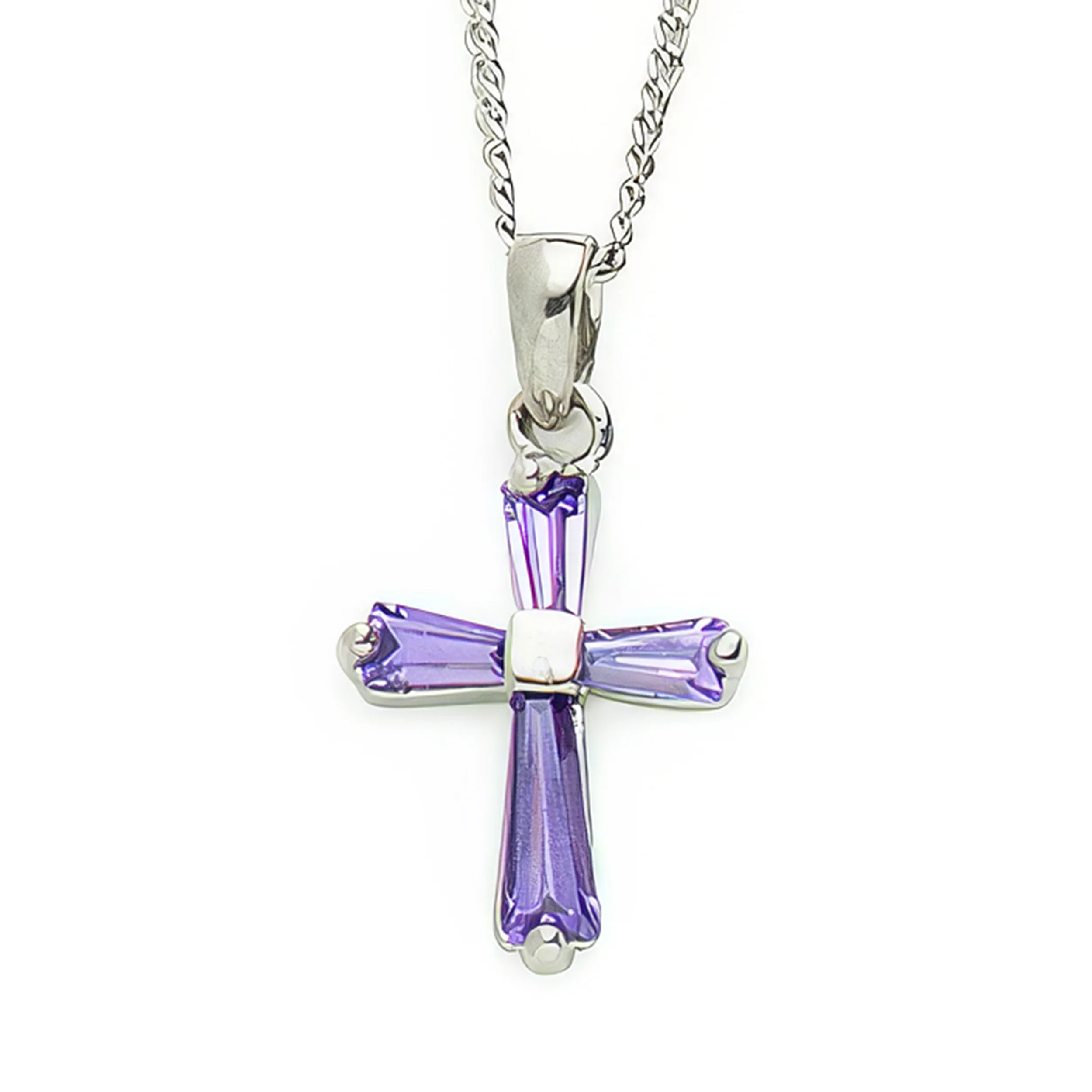 Birthstone Cross Necklace with Crystal Inlay - Image 3