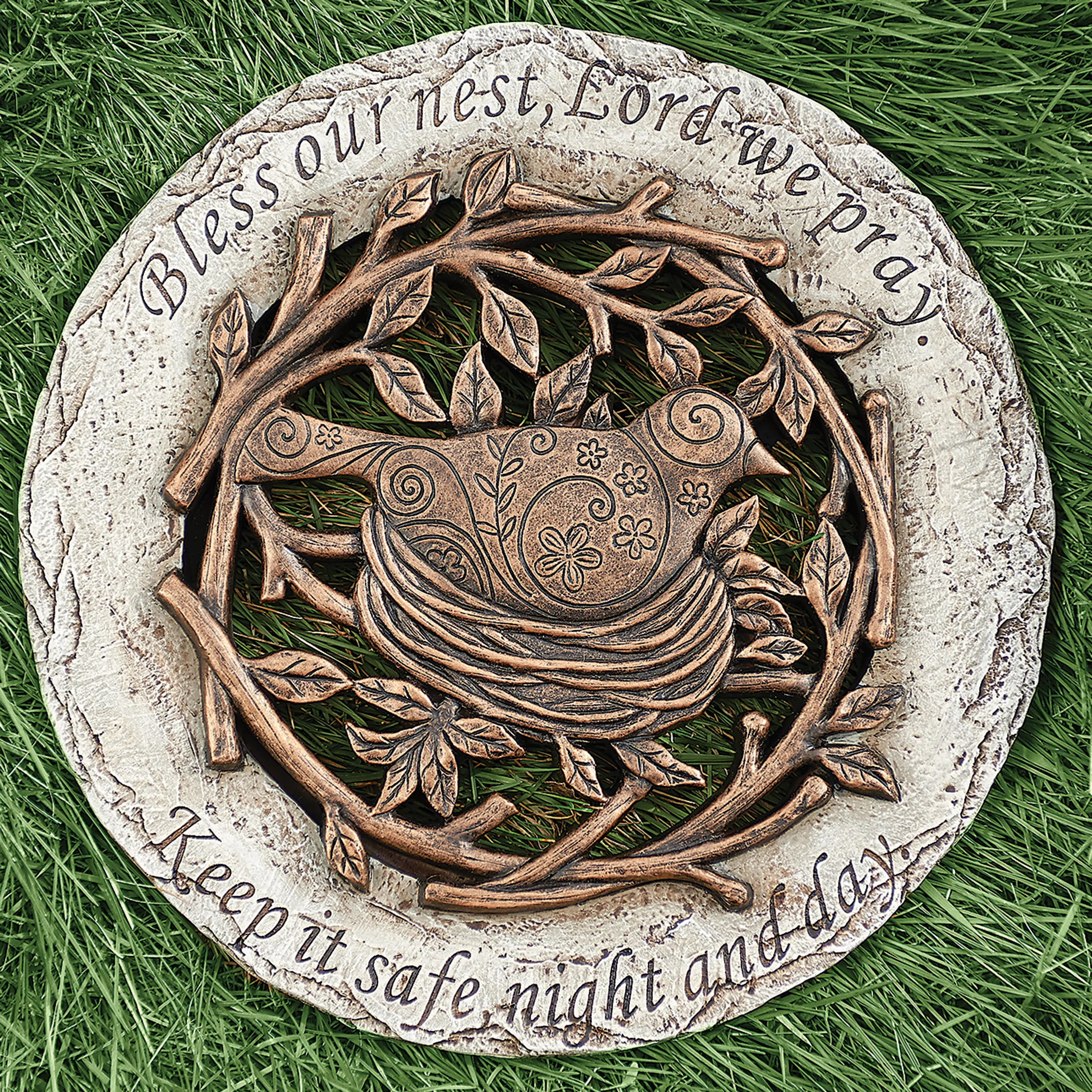 "Bless our nest, Lord we pray. Keep it safe, night and day" Garden Stone