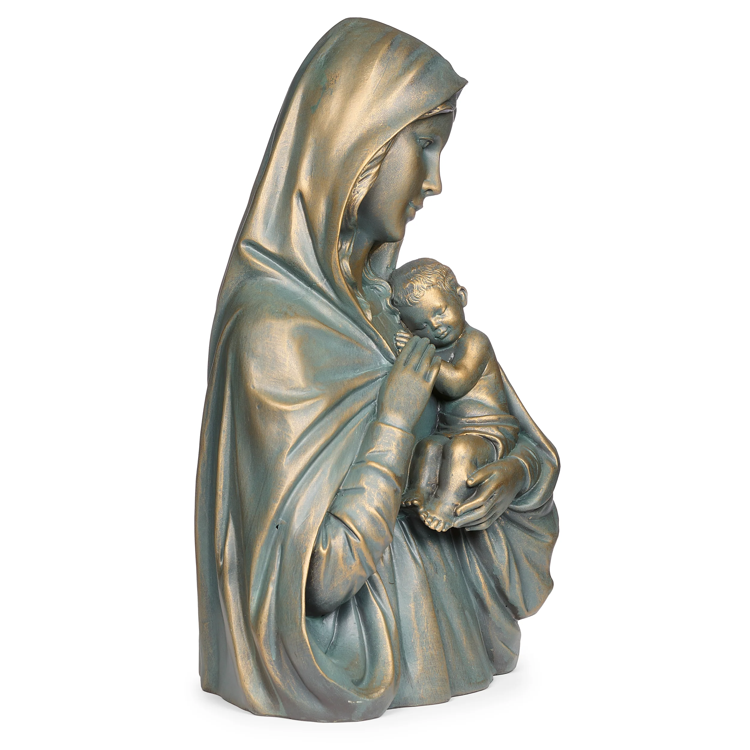 Bronze Madonna & Child Garden Statue - Image 2