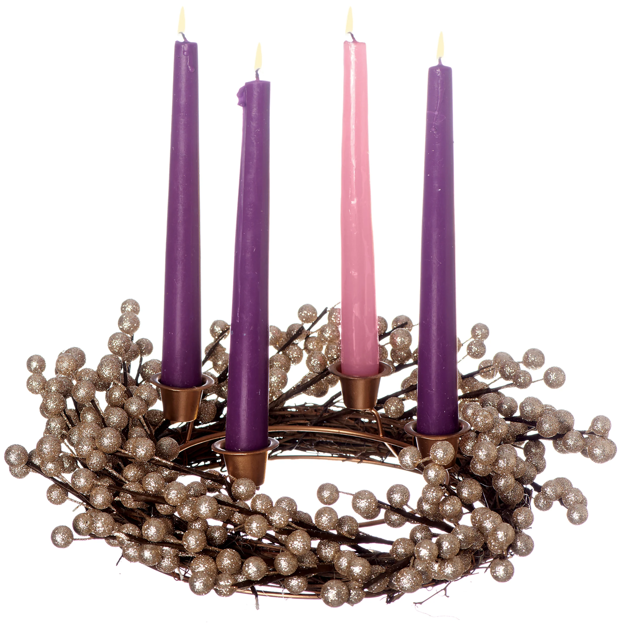 Champagne Berry Advent Wreath Candle Holder