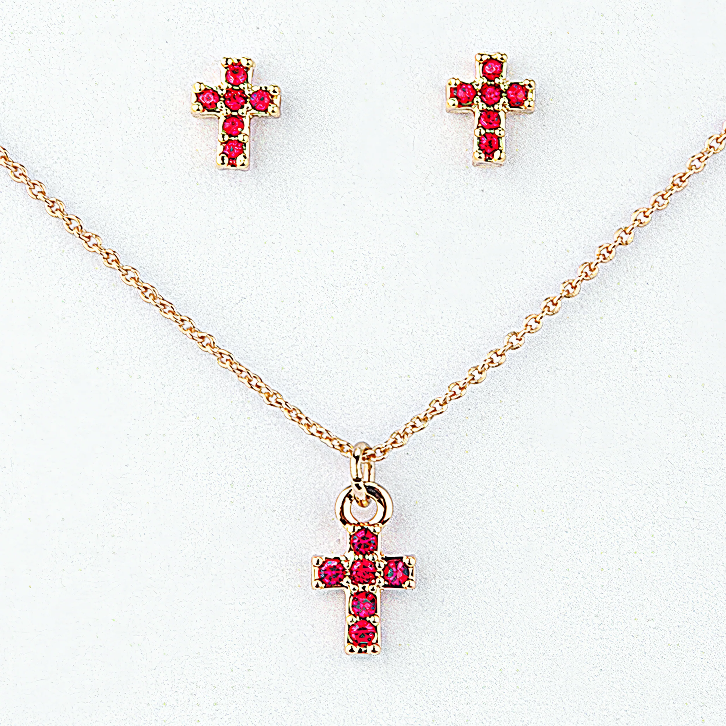 Alexa's Angels Children's Birthstone Cross Necklace & Earring Set - Image 14