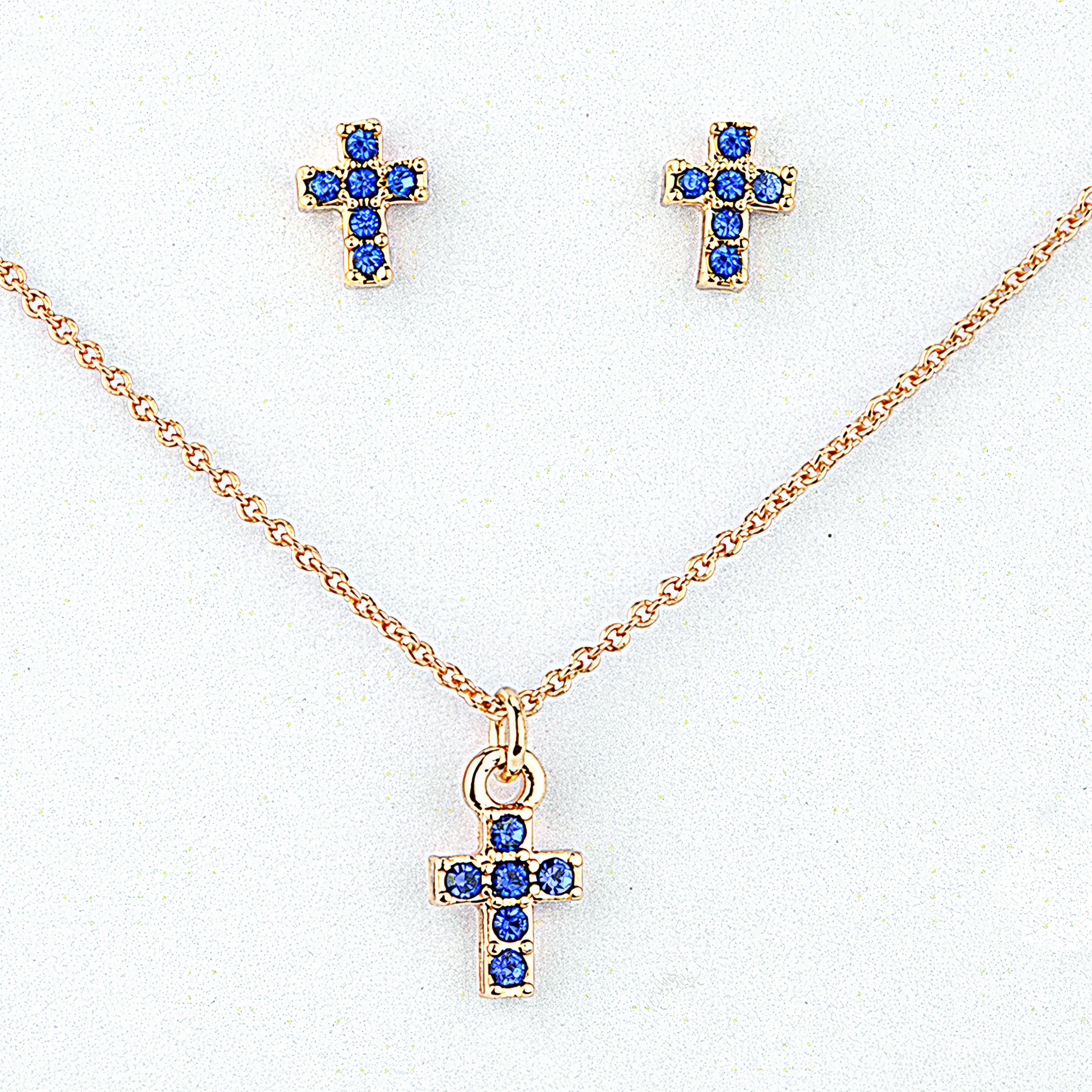 Alexa's Angels Children's Birthstone Cross Necklace & Earring Set - Image 18