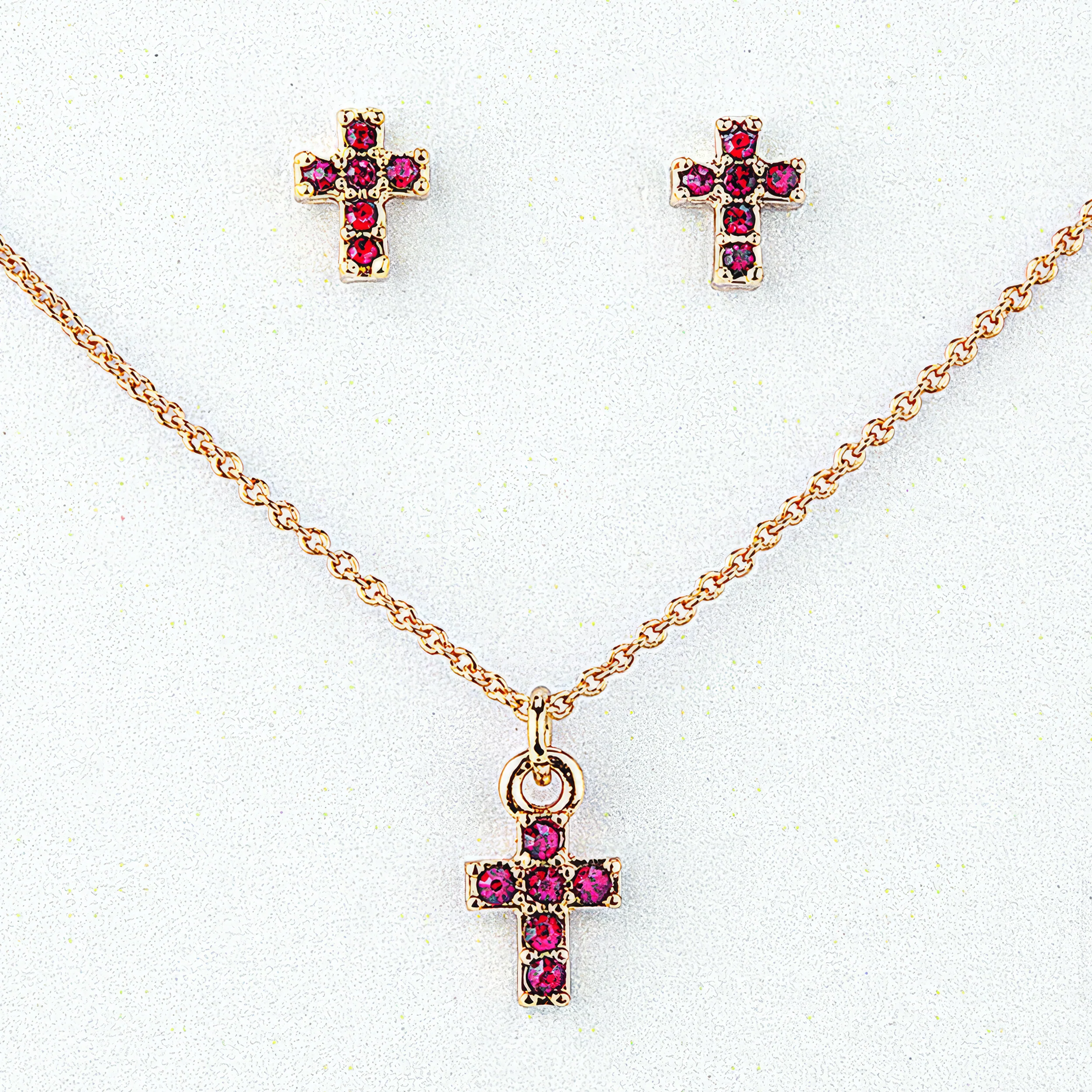 Alexa's Angels Children's Birthstone Cross Necklace & Earring Set - Image 2