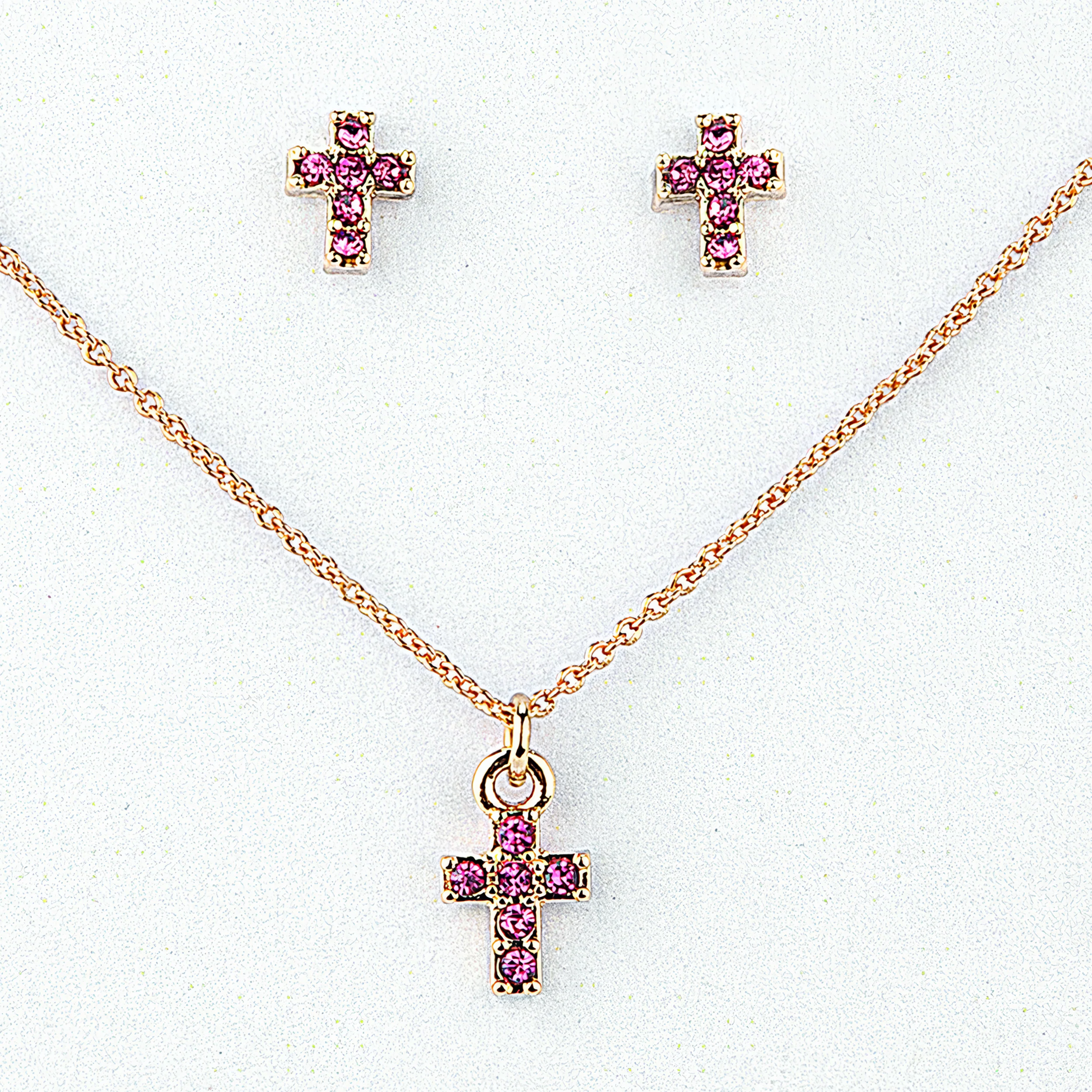 Alexa's Angels Children's Birthstone Cross Necklace & Earring Set - Image 20