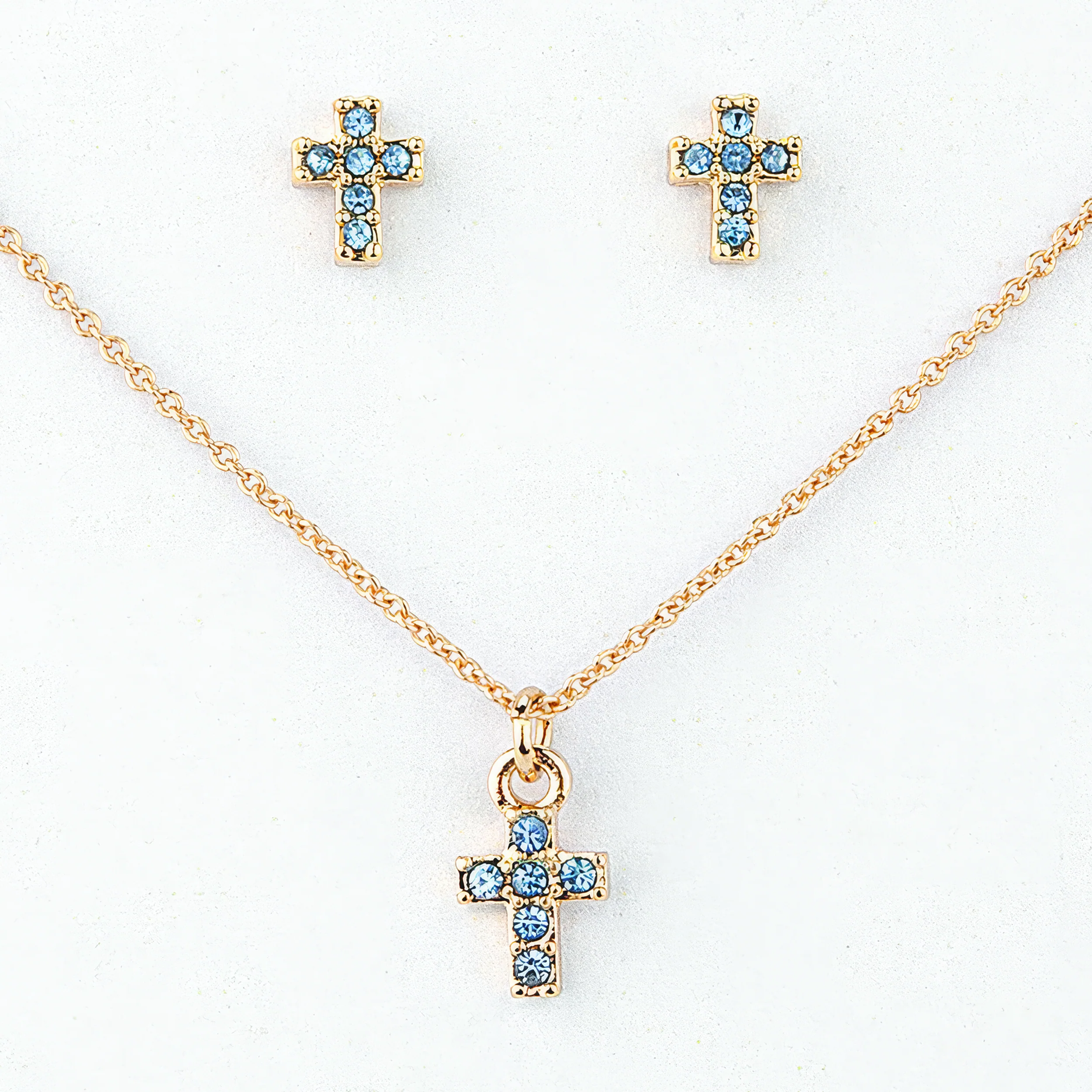 Alexa's Angels Children's Birthstone Cross Necklace & Earring Set - Image 24