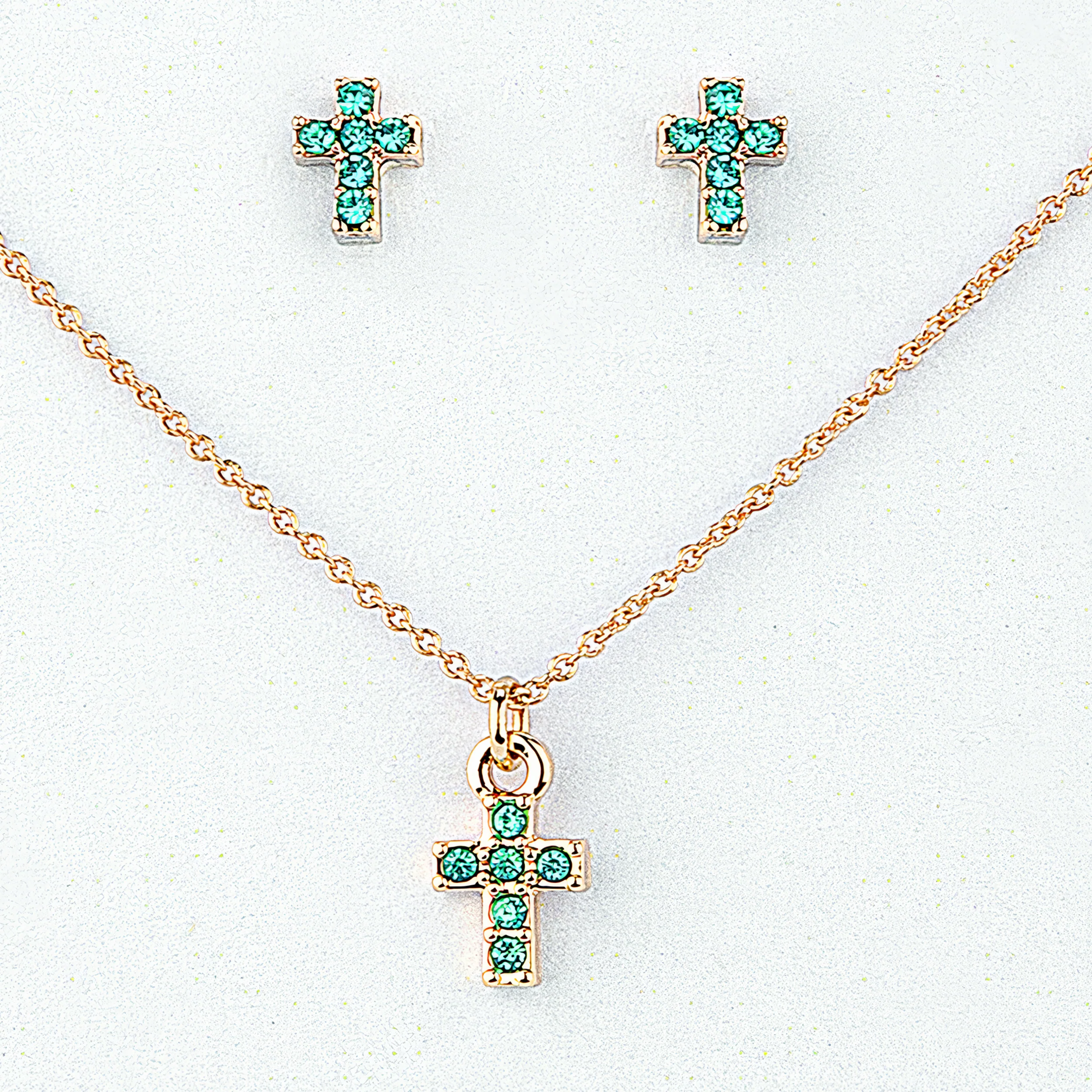 Alexa's Angels Children's Birthstone Cross Necklace & Earring Set - Image 6
