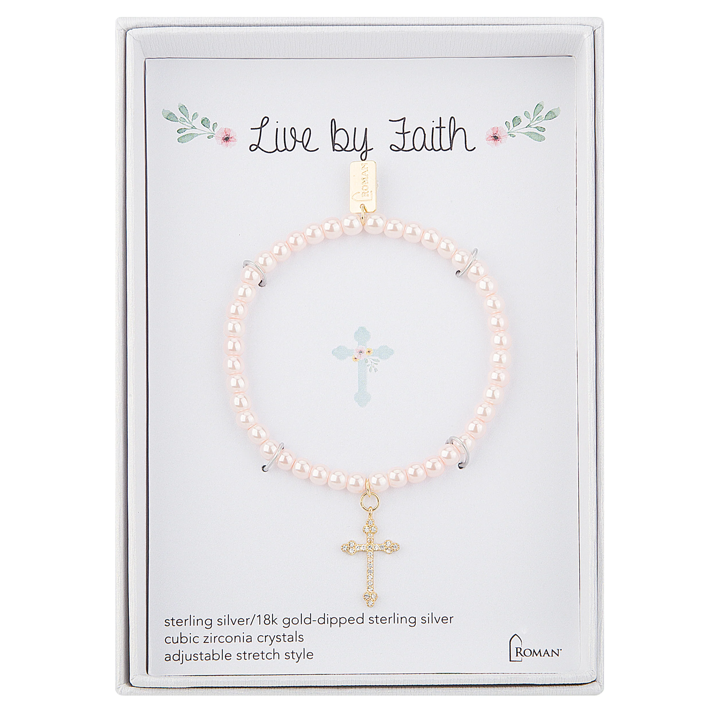 Children's Pearl Bracelet With Cross Charm - Image 3