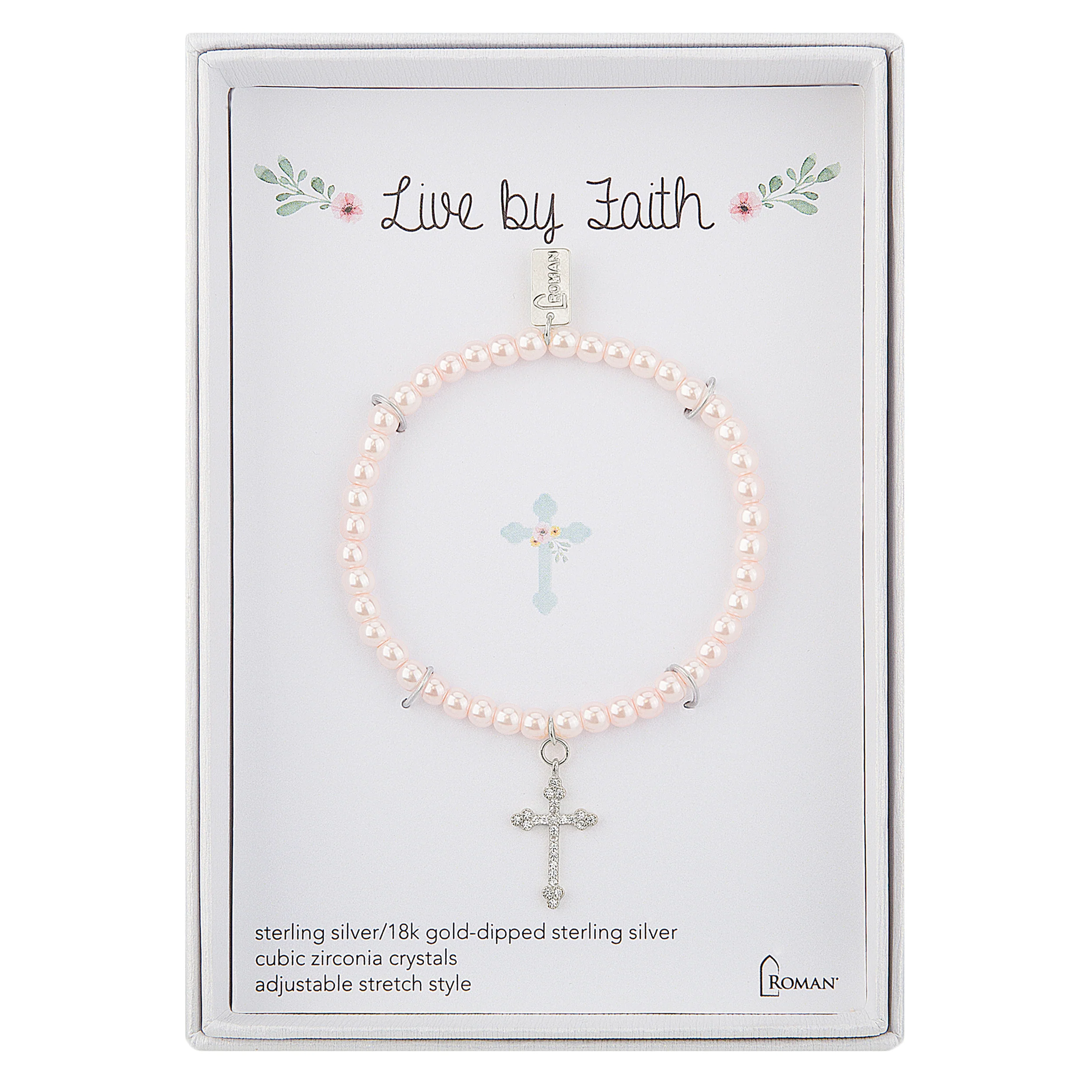 Children's Pearl Bracelet With Cross Charm - Image 4