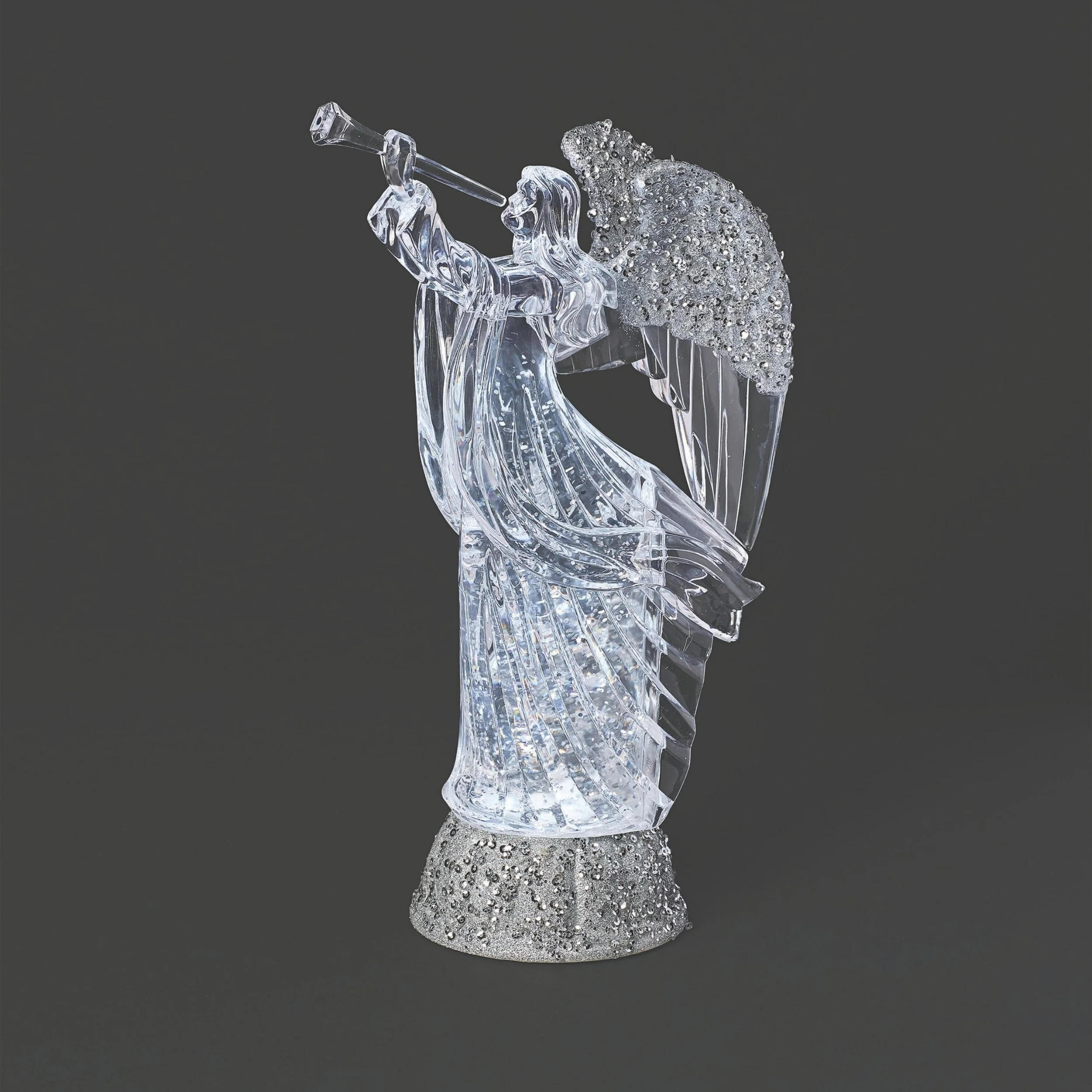 Confetti Lites Lighted Angel with Swirl Wings & Silver Glitter Base