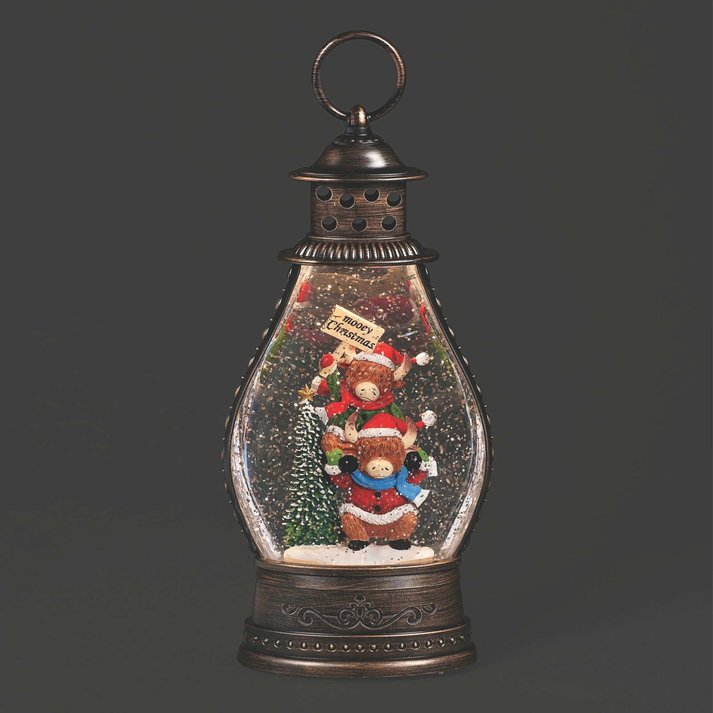 Confetti Lites Lighted Swirl Stacked Cow Mooey Christmas Lantern