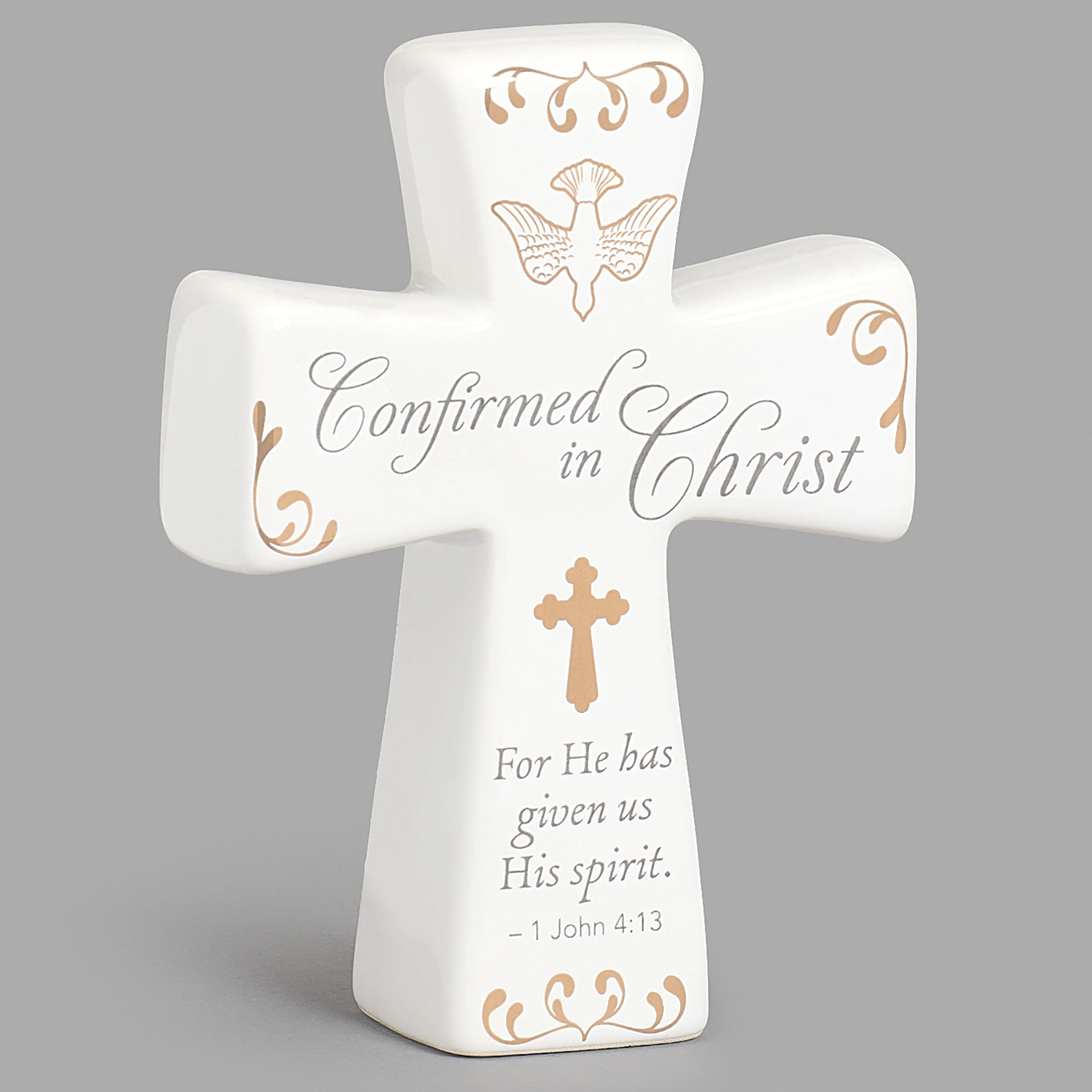 “Confirmed in Christ” Confirmation Tabletop Cross with Scripture