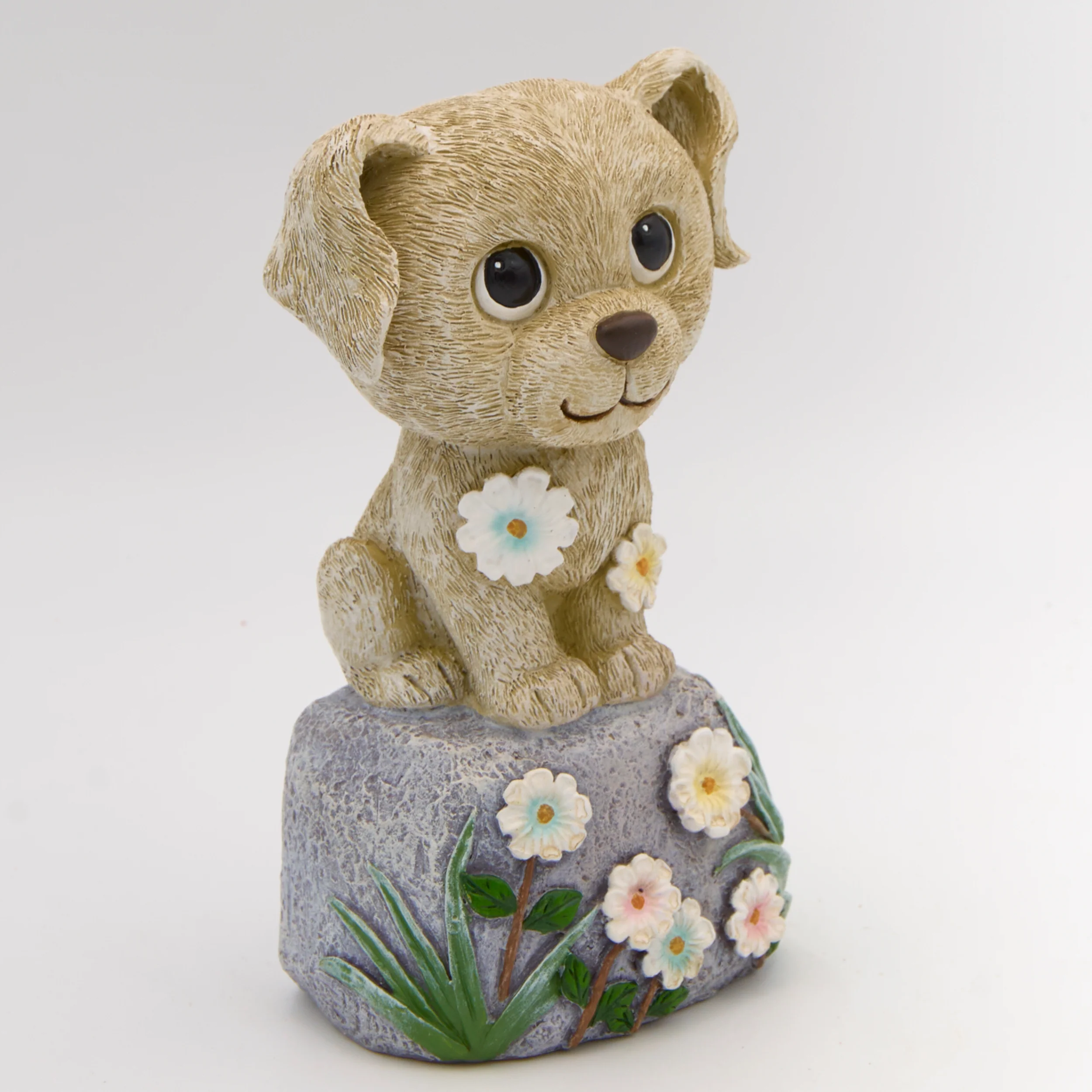 Dog on Stone Garden Statue with Floral Base - Image 2
