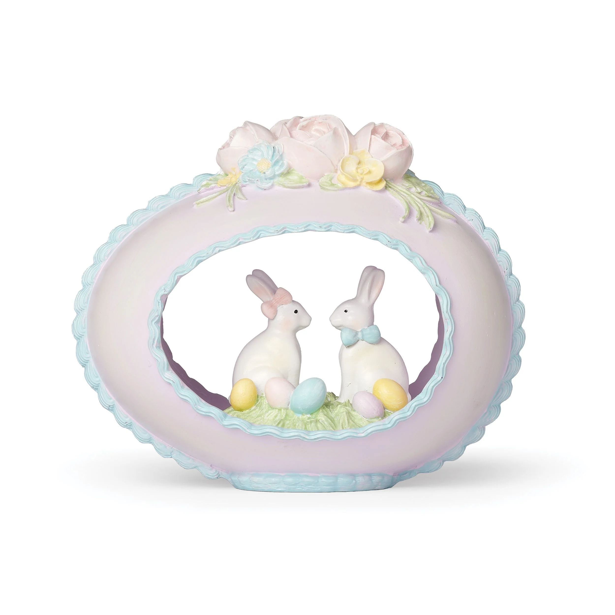 Easter Sugar Egg Figure with Two Bunnies