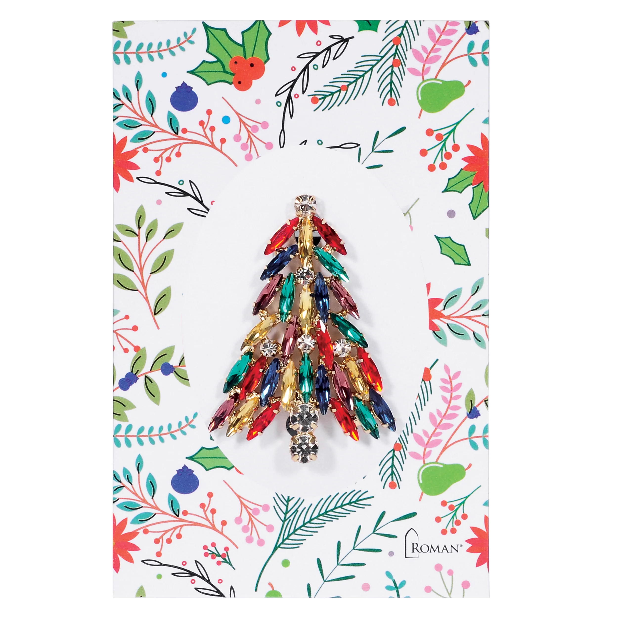 Festive Crystal Christmas Tree Pin - Image 2