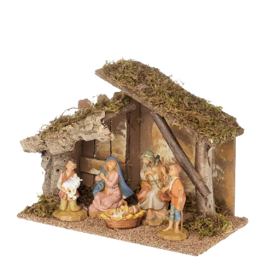 Fontanini 5-PC Nativity Set with Sloped Italian Stable - 5" Scale - Image 2