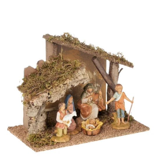 Fontanini 5-PC Nativity Set with Sloped Italian Stable - 5" Scale - Image 3