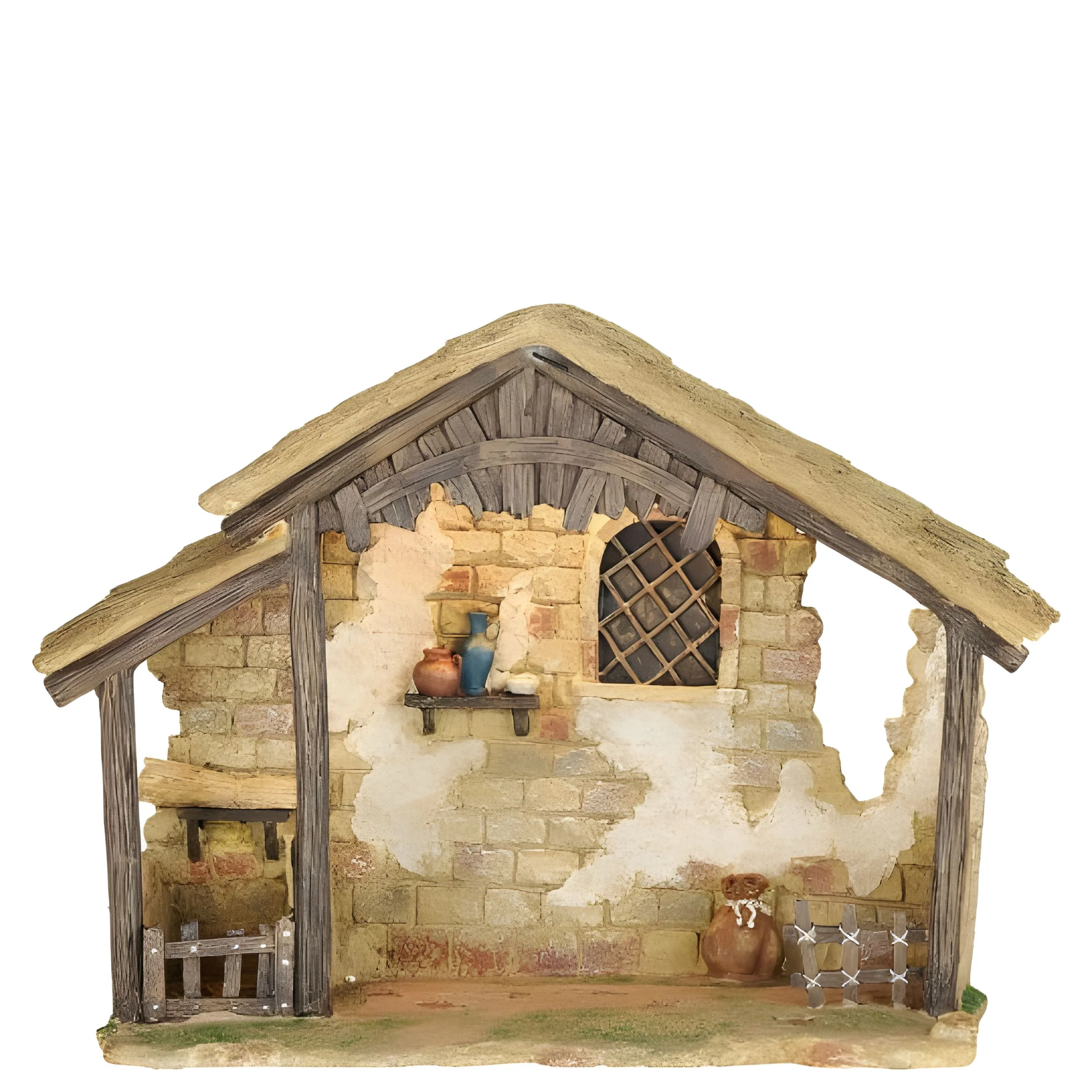 Fontanini Lighted Resin Nativity Stable - 7.5" Scale