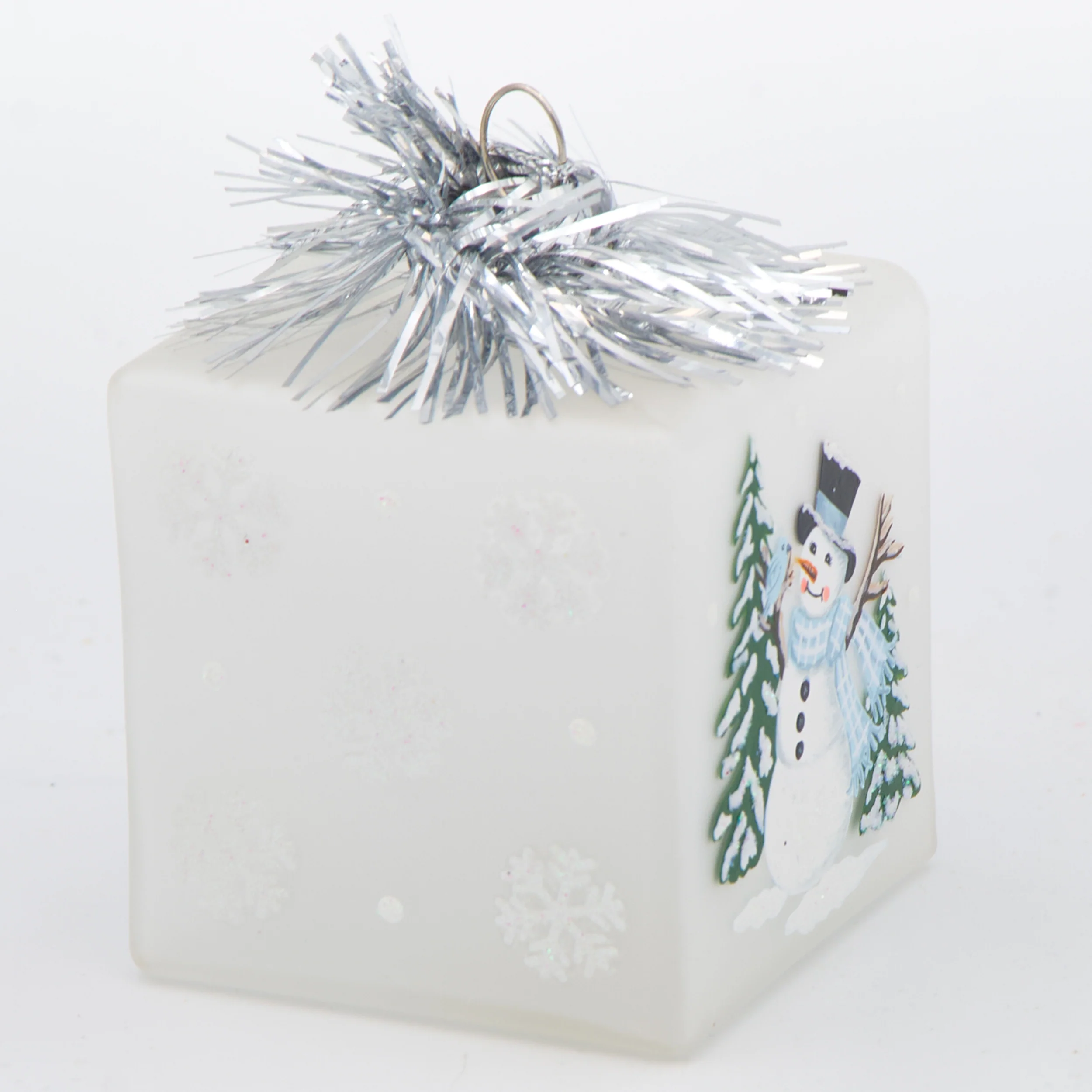 Frosted Snowman Cube Ornament - Image 2