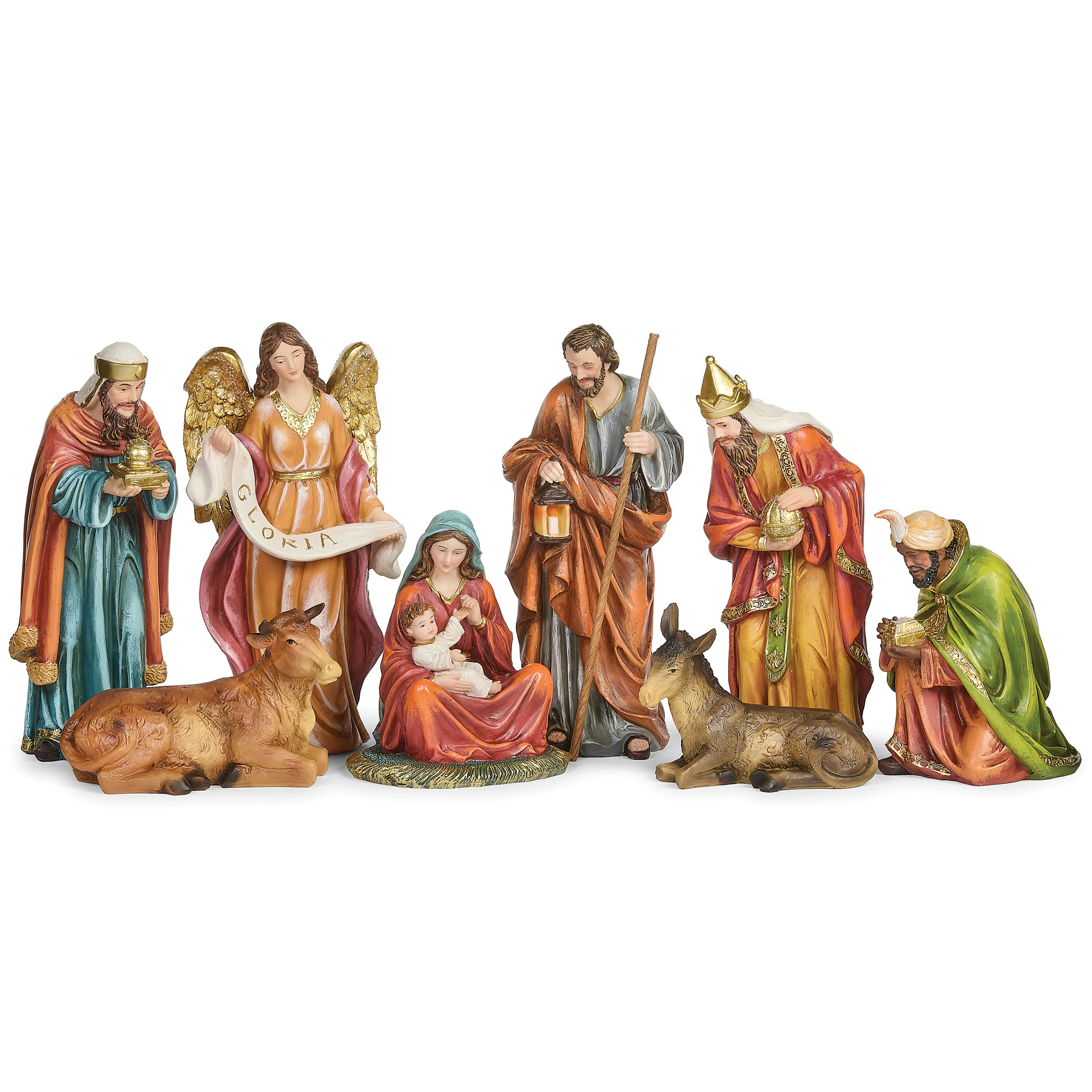 Traditional Nativity Set with Jewel-Tone Robes