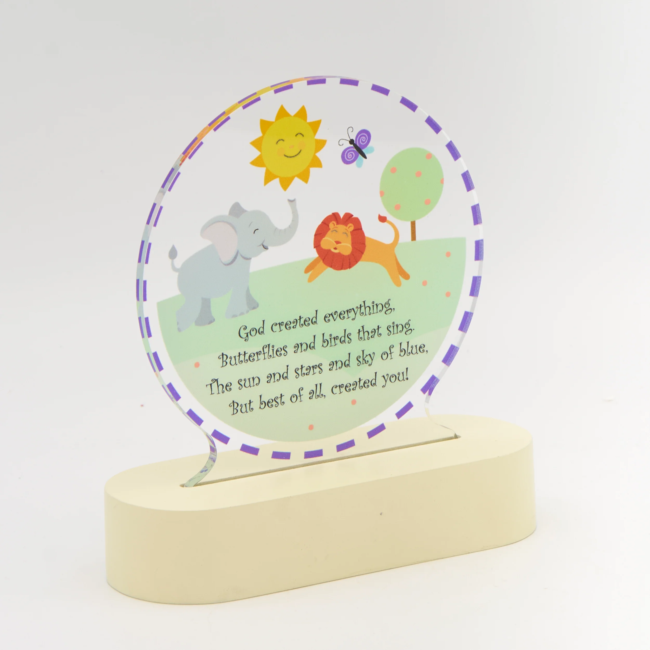 "God Created Everything" Lighted Tabletop Plaque - Image 3