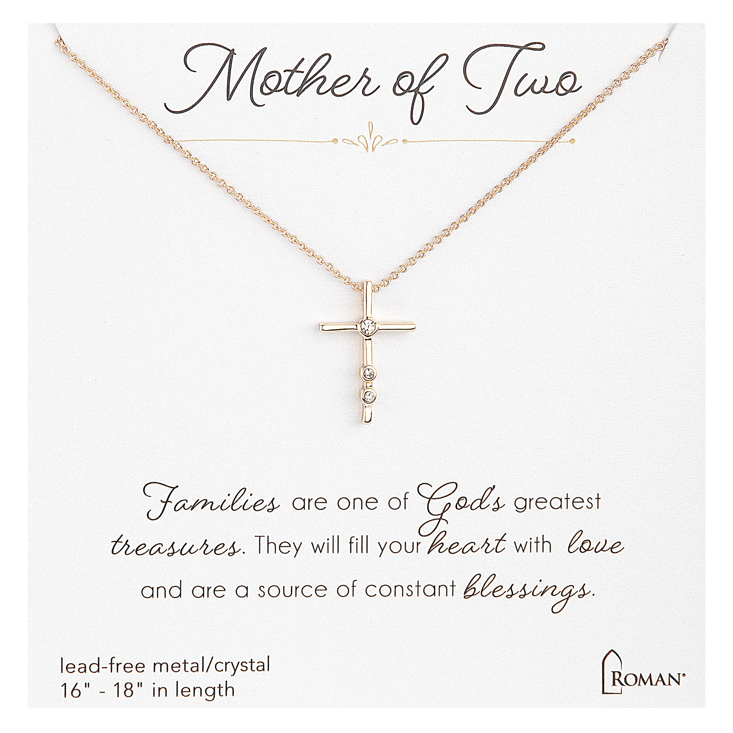 "Mother of" Gold Cross Pendent Necklace - Image 2