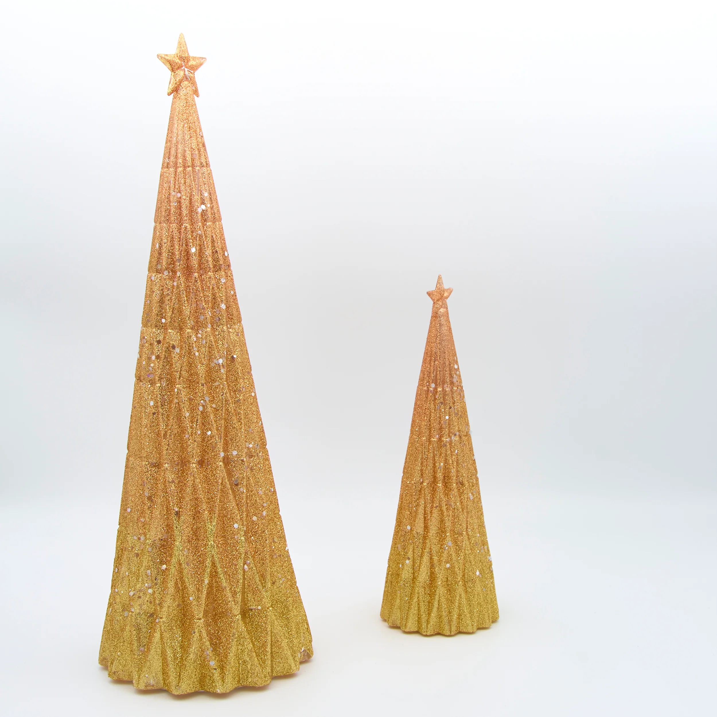 Golden Glow Lighted Star-Topped Trees Set - Image 3
