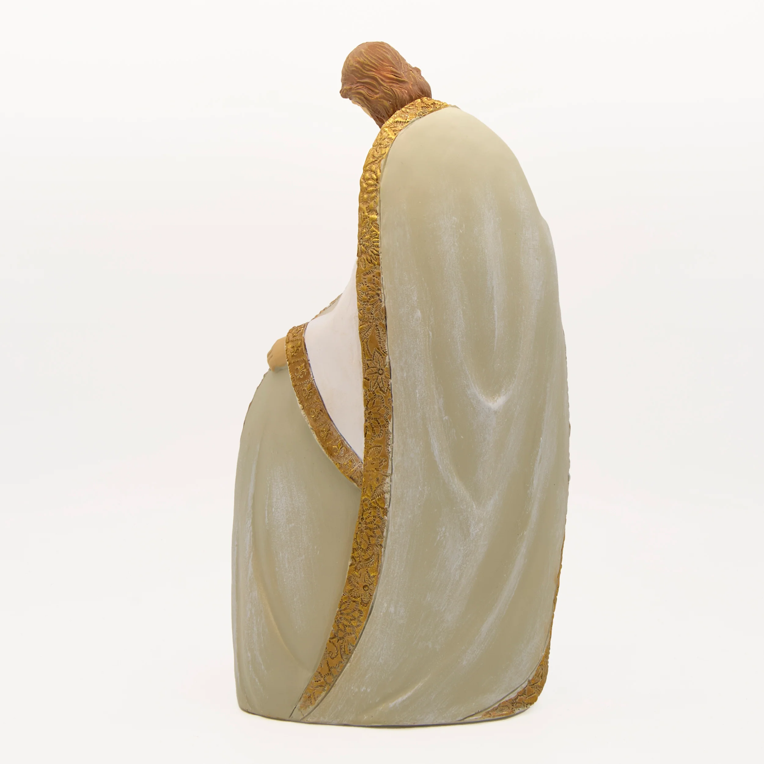 Holy Family Figurine in White with Embossed Gold Robes - Image 2