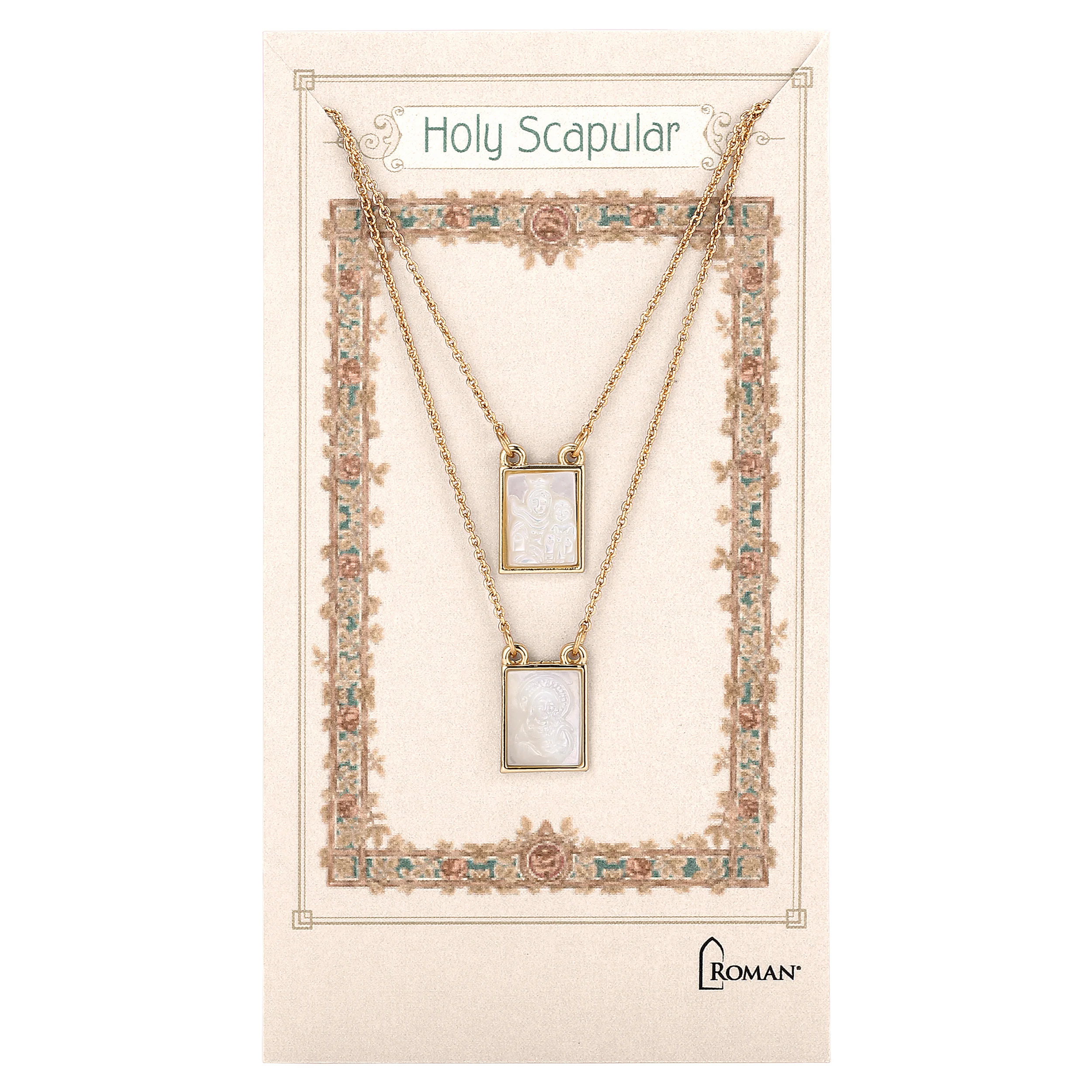 Infinity Scapular Necklace with Framed Shell Pendants