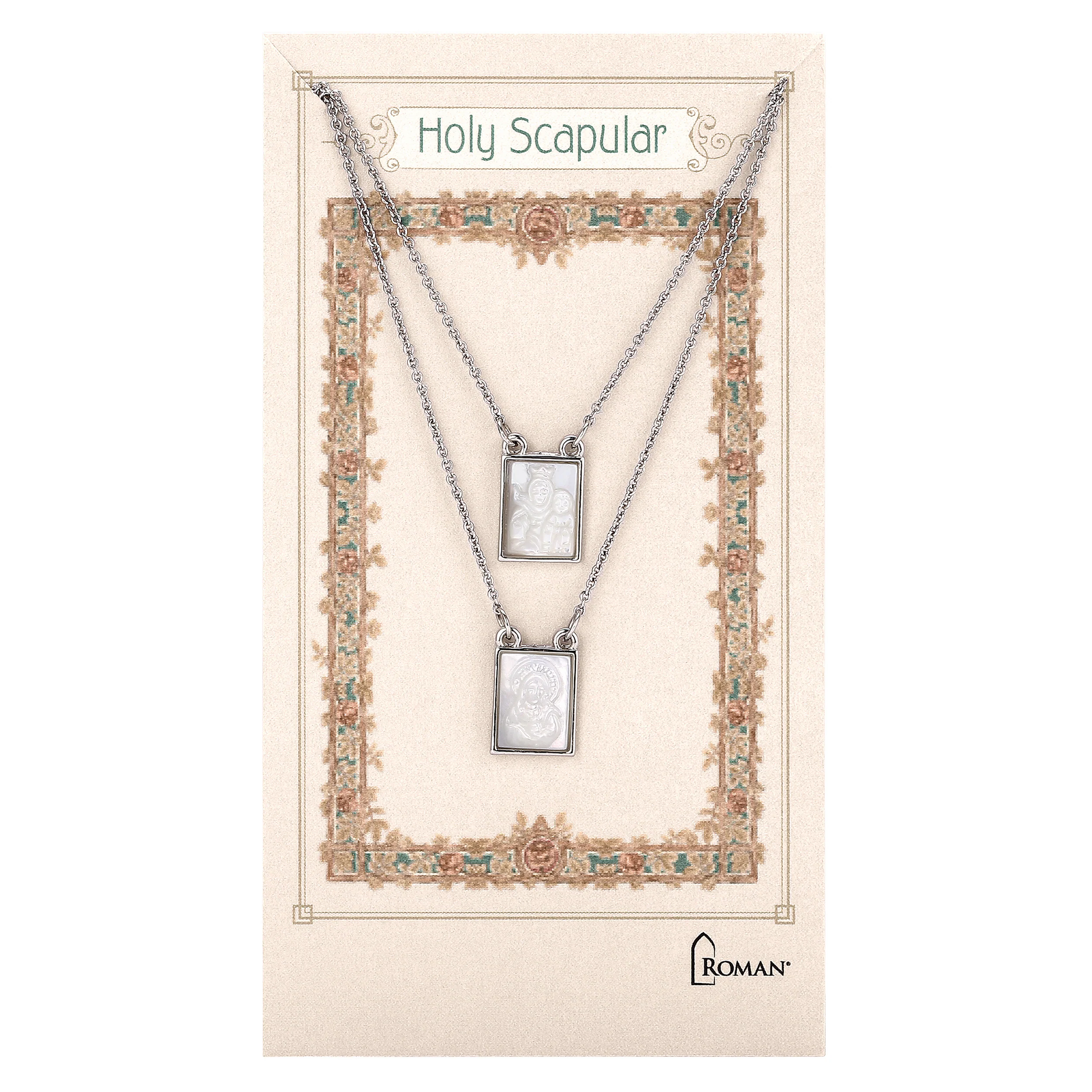 Infinity Scapular Necklace with Framed Shell Pendants - Image 2