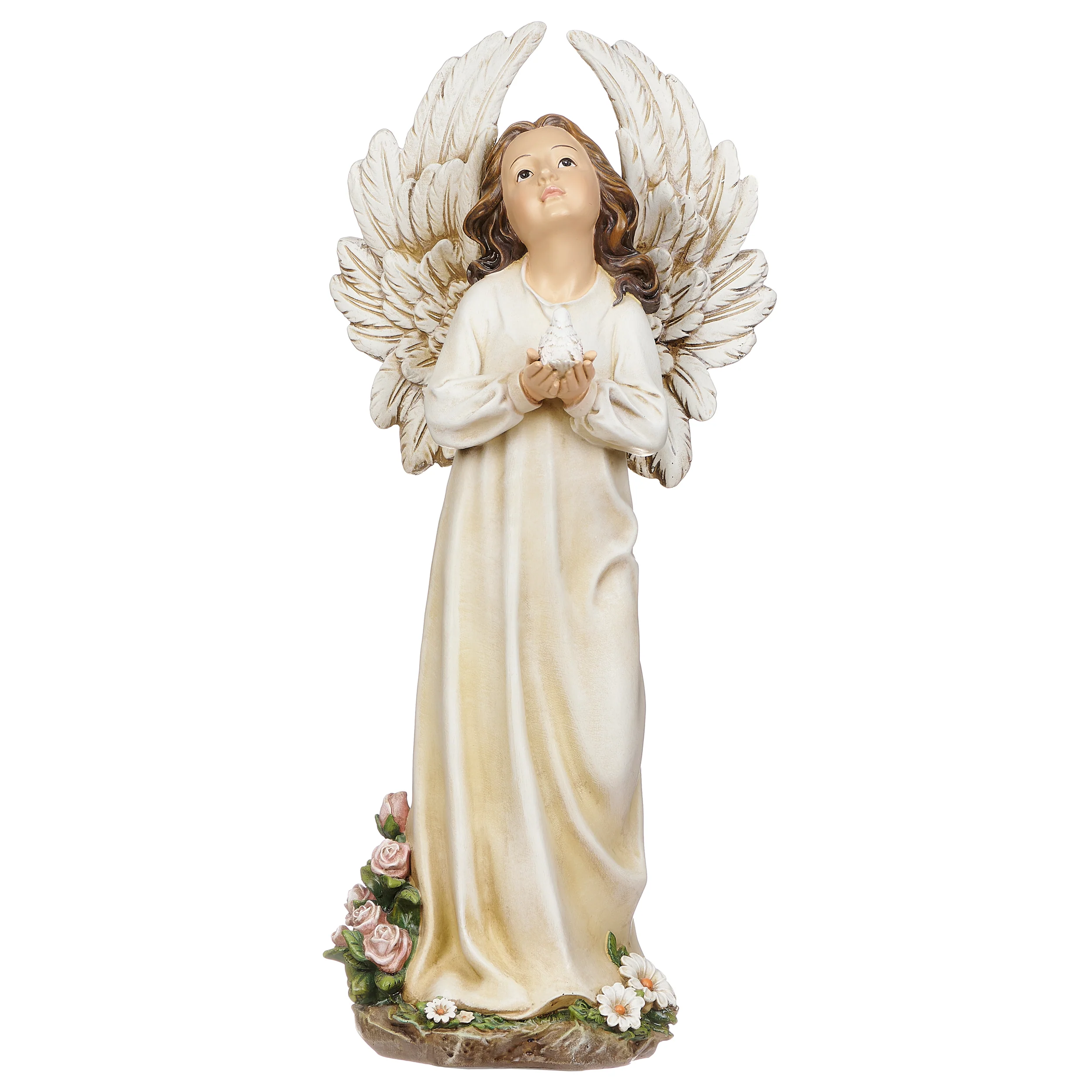 Joseph's Studio Angel Standing with Dove Garden Statue - Image 5