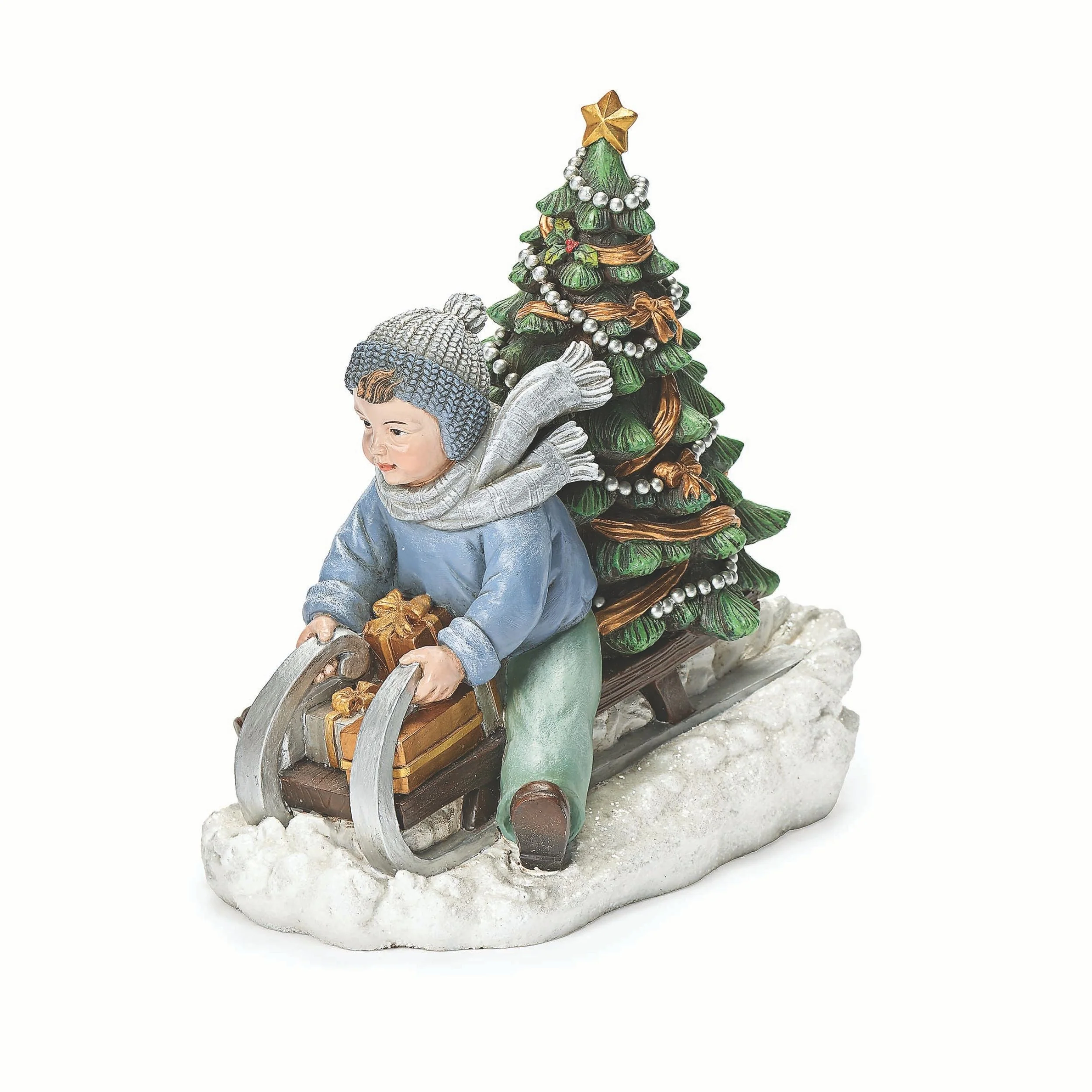 Joseph's Studio Boy Sledding Figure