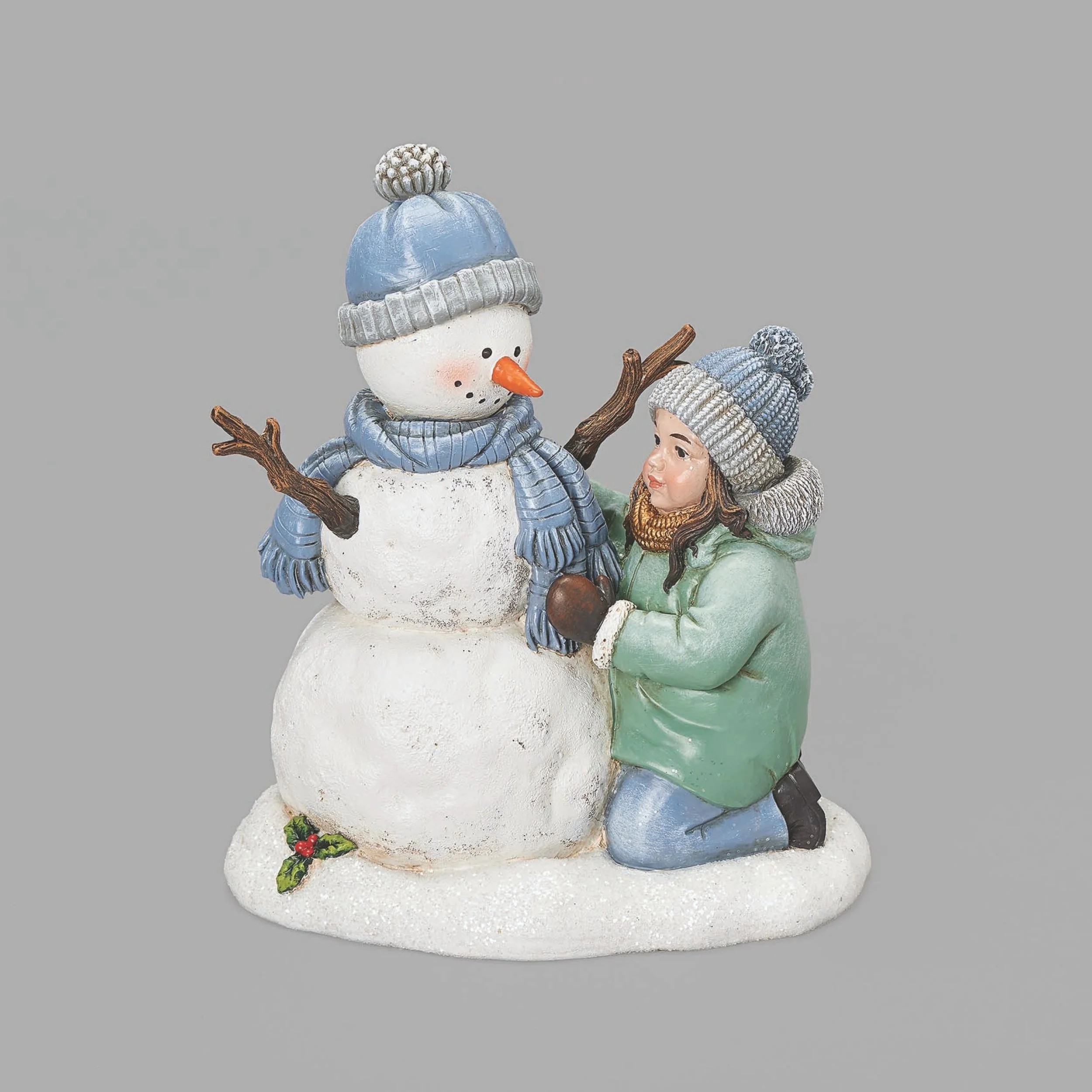 Joseph's Studio Girl Building Snowman Figure