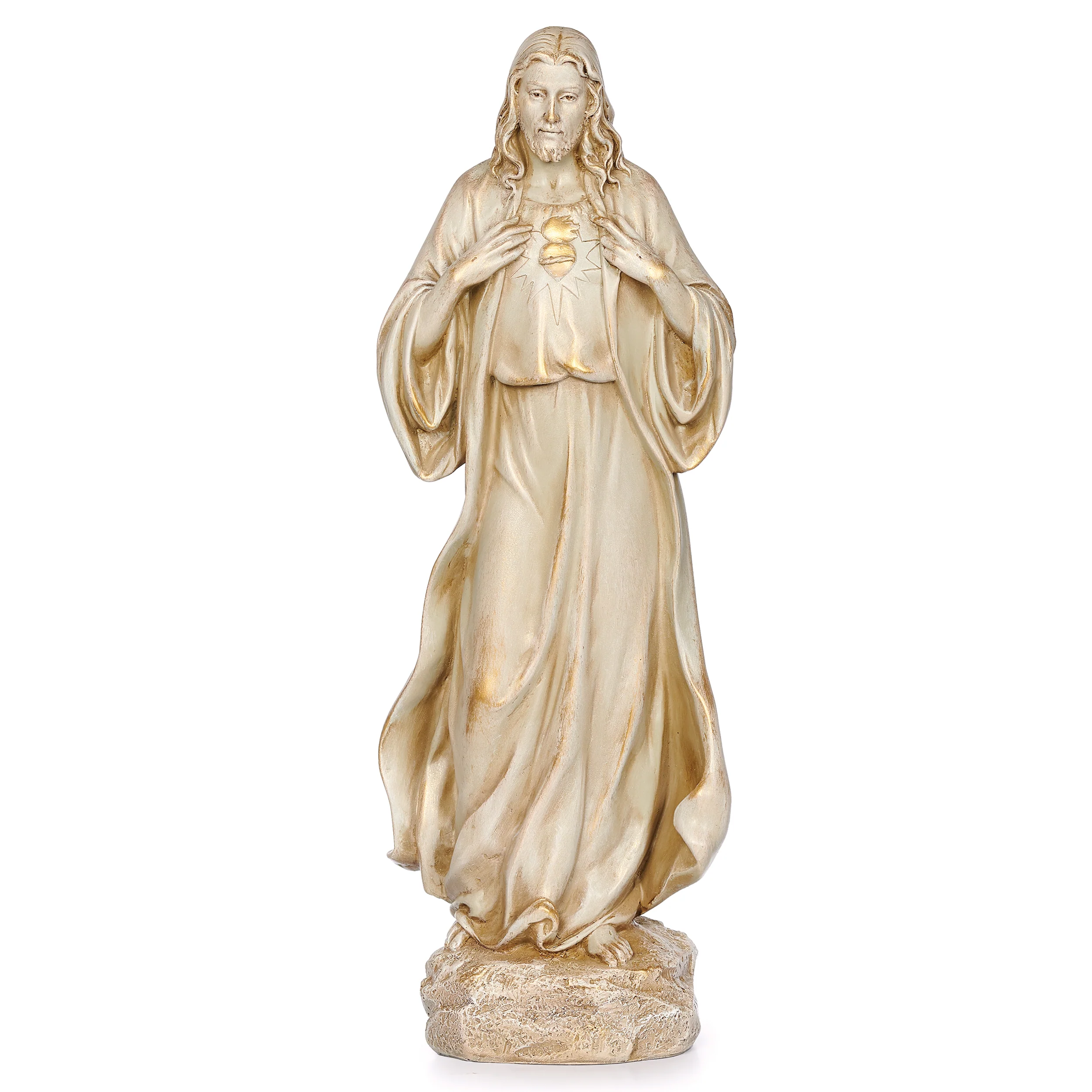 Joseph's Studio Sacred Heart Figure with Antique Gold Finish - Renaissance Collection