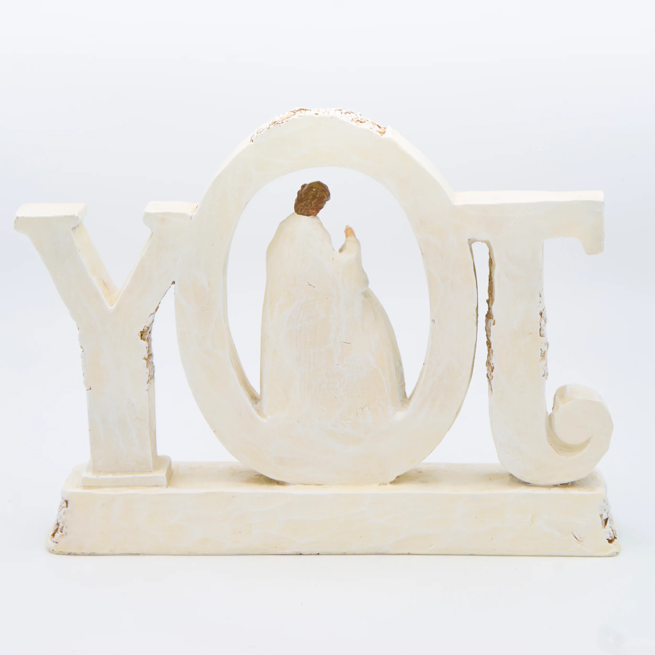 JOY Holy Family Figure with Poinsettia Pattern - Image 3