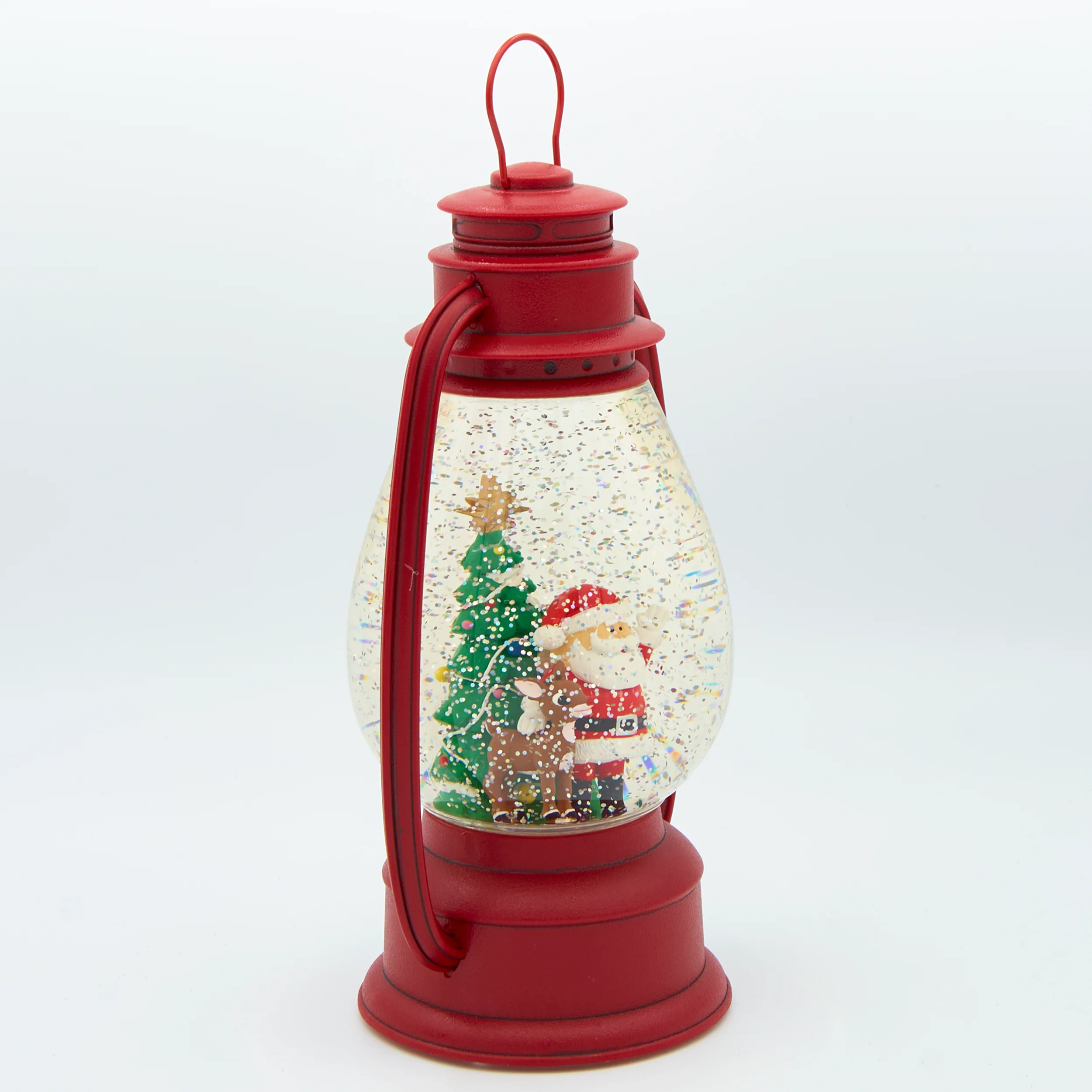 Rudolph the Red Nose Reindeer & Santa Swirl Lantern with Tree Confetti Lites - Image 2