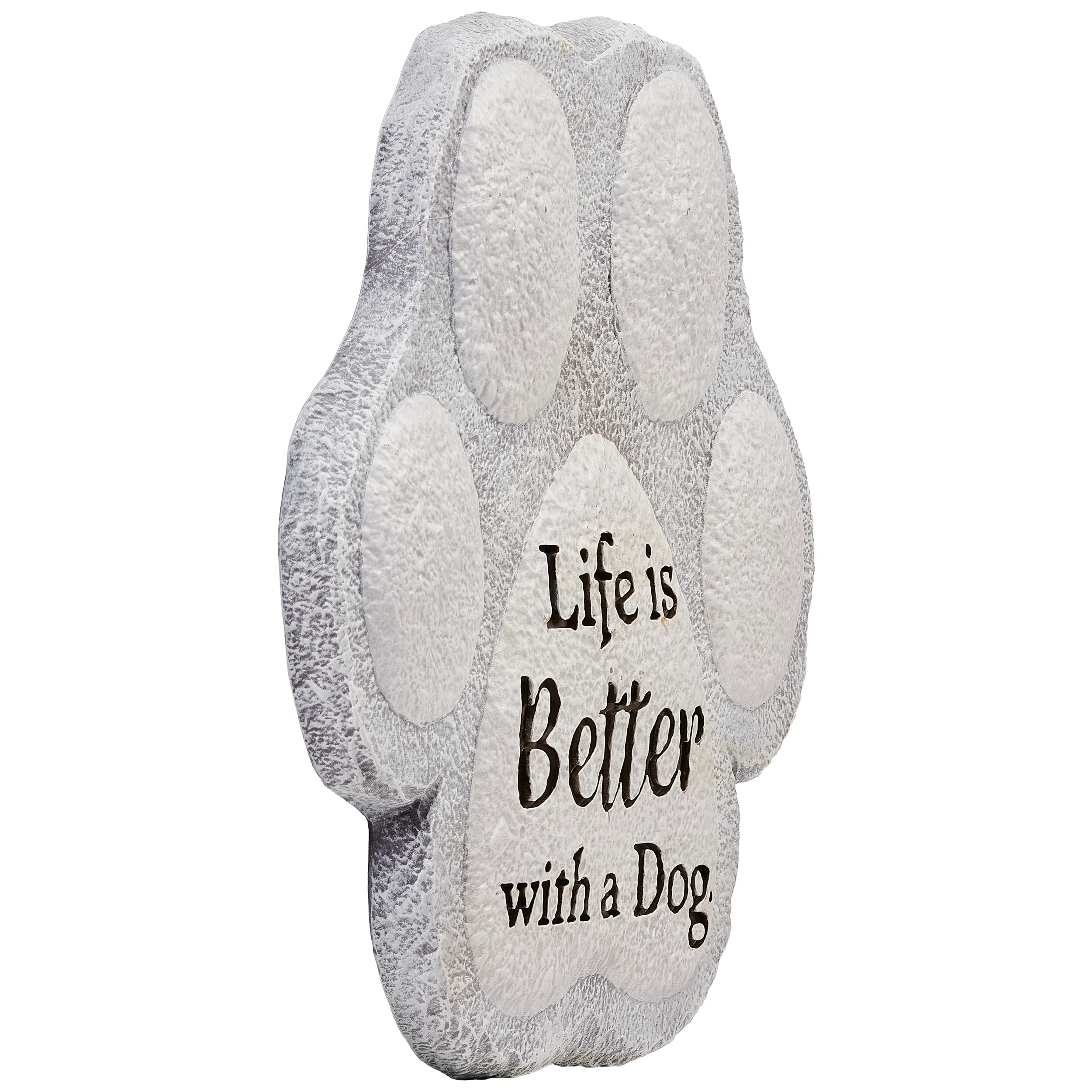 "Life is Better with a Dog" - Paw Print Garden Stone - Image 2