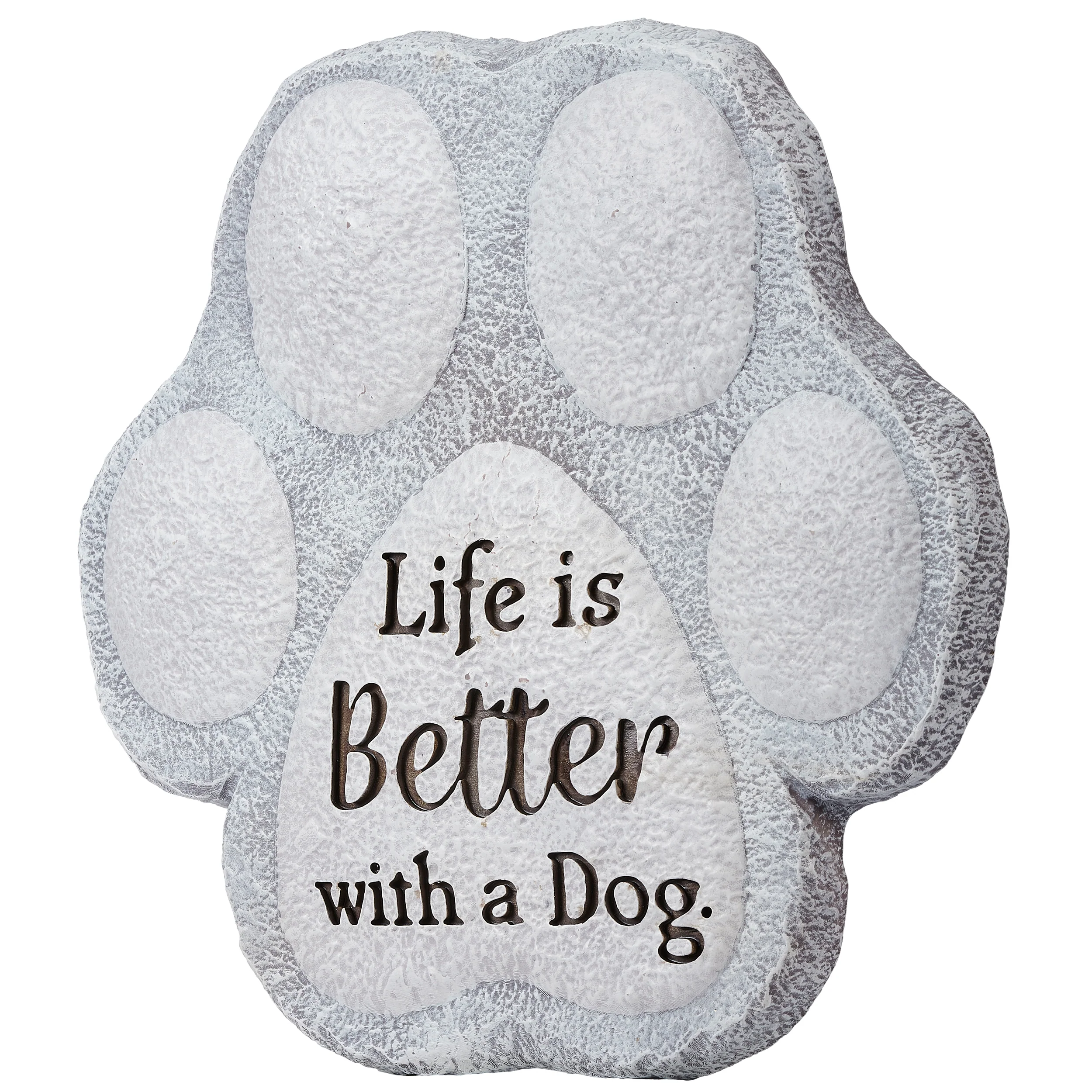 "Life is Better with a Dog" - Paw Print Garden Stone - Image 3