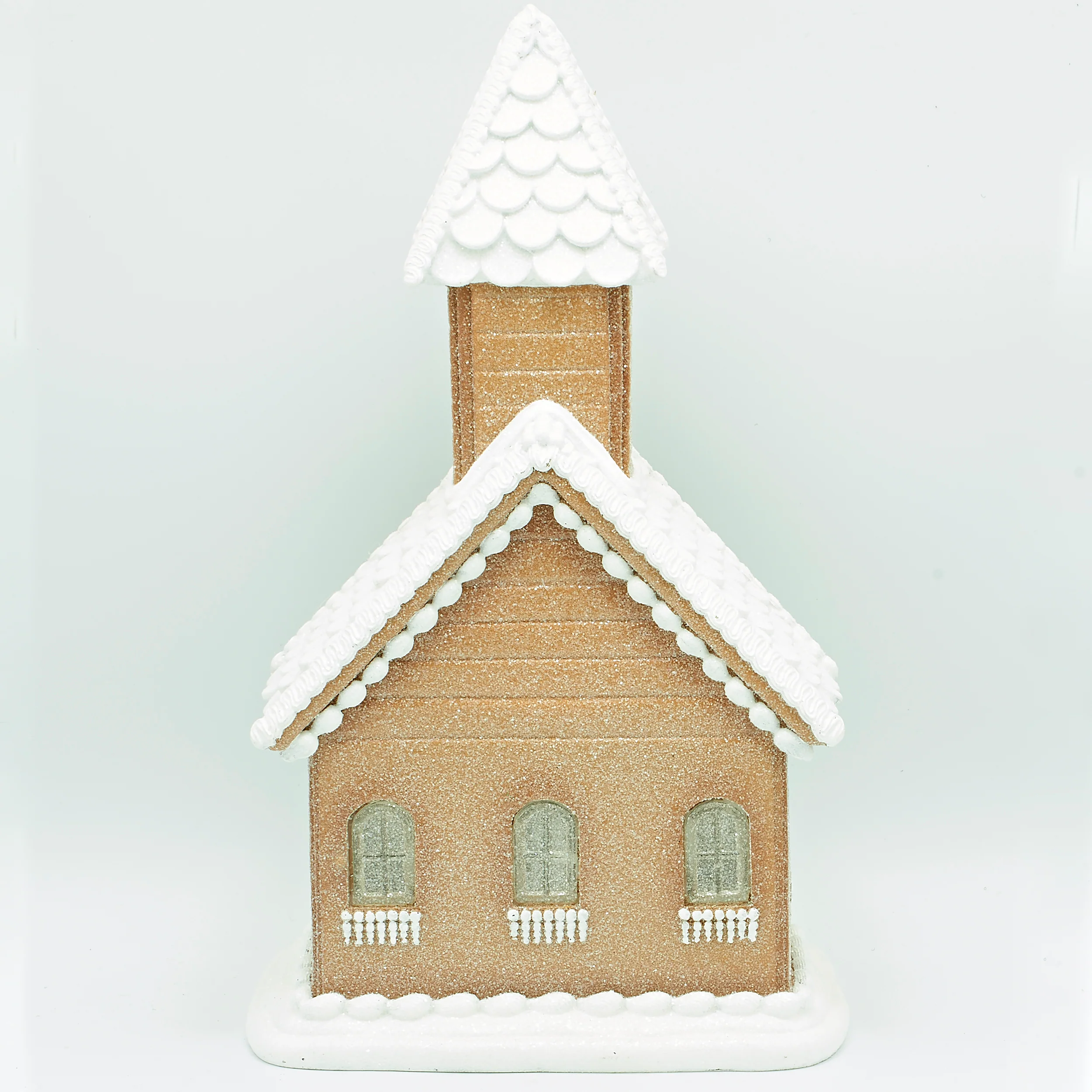 Lighted Gingerbread Church with Frosted Roof - Image 3