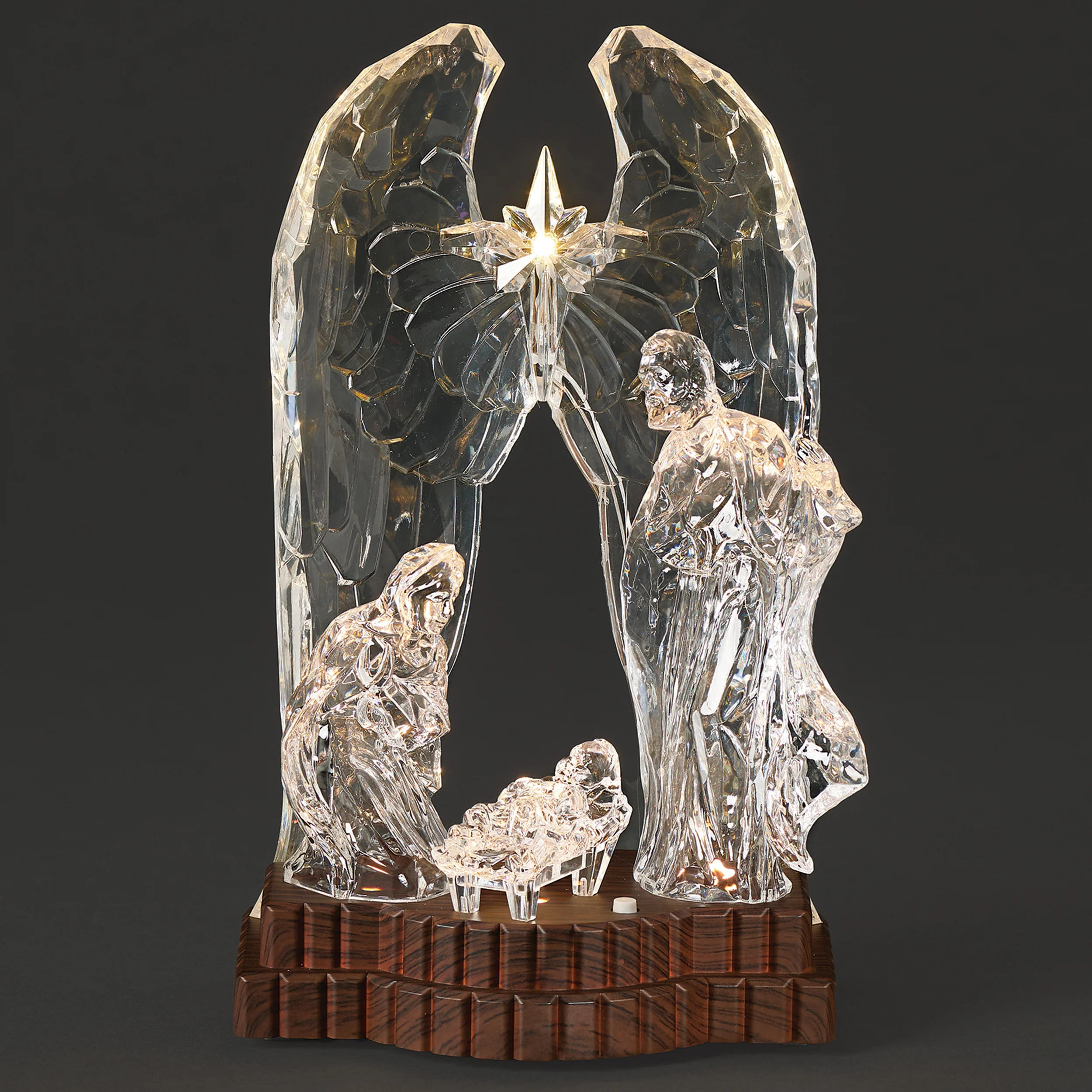 Lighted Holy Family with Arch of Wings & Star