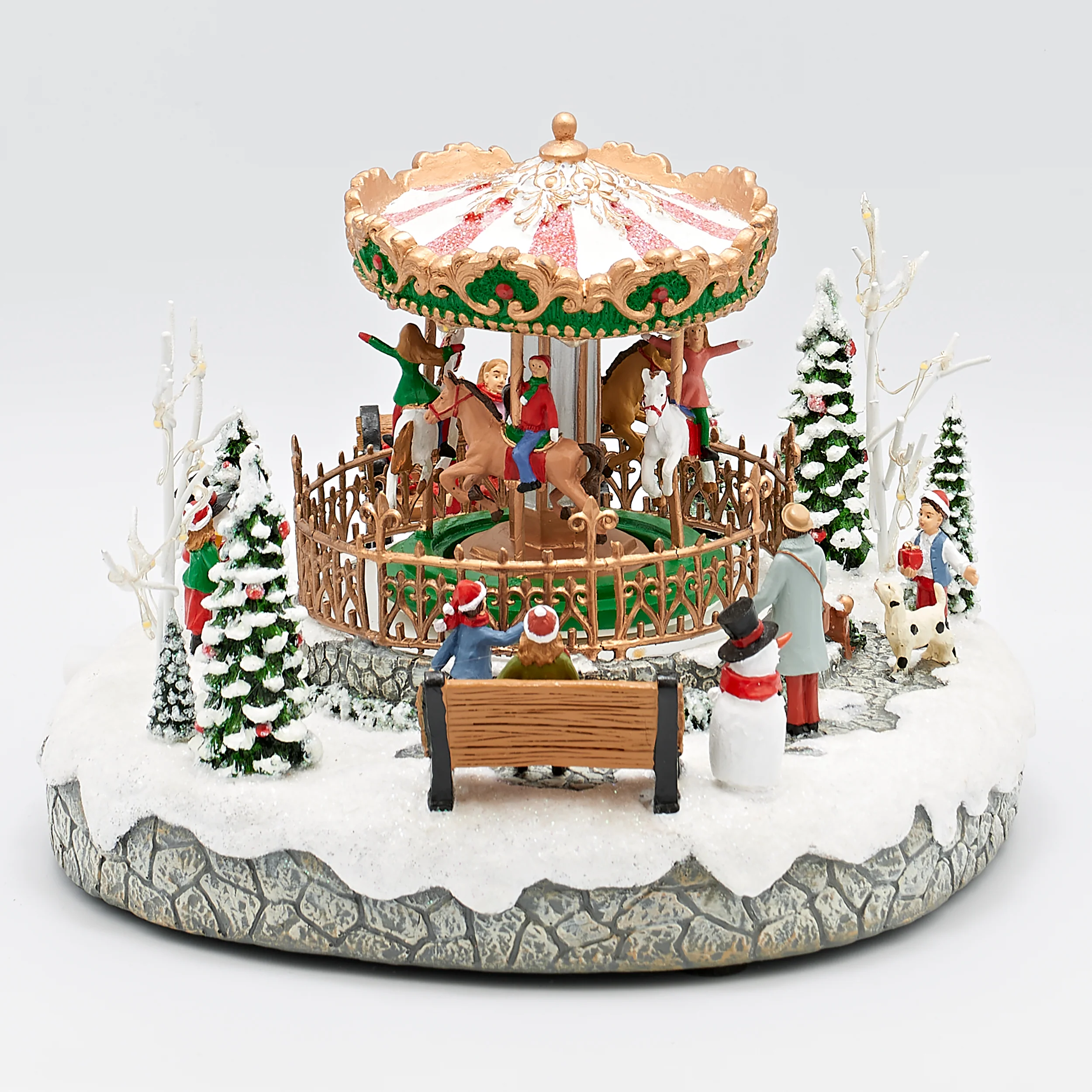Amusements Festive Winter Carousel Scene Lighted Musical - Image 2