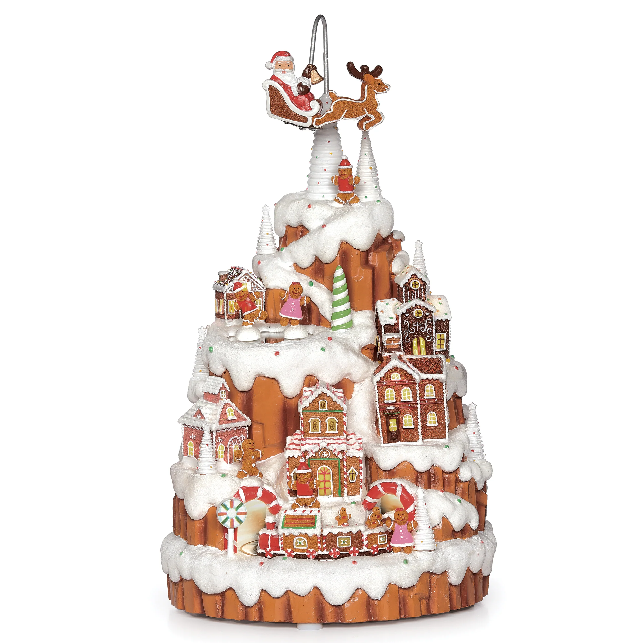 Amusements Gingerbread Mountain Lighted Musical Rotating Santa Sleigh & Train - Image 3