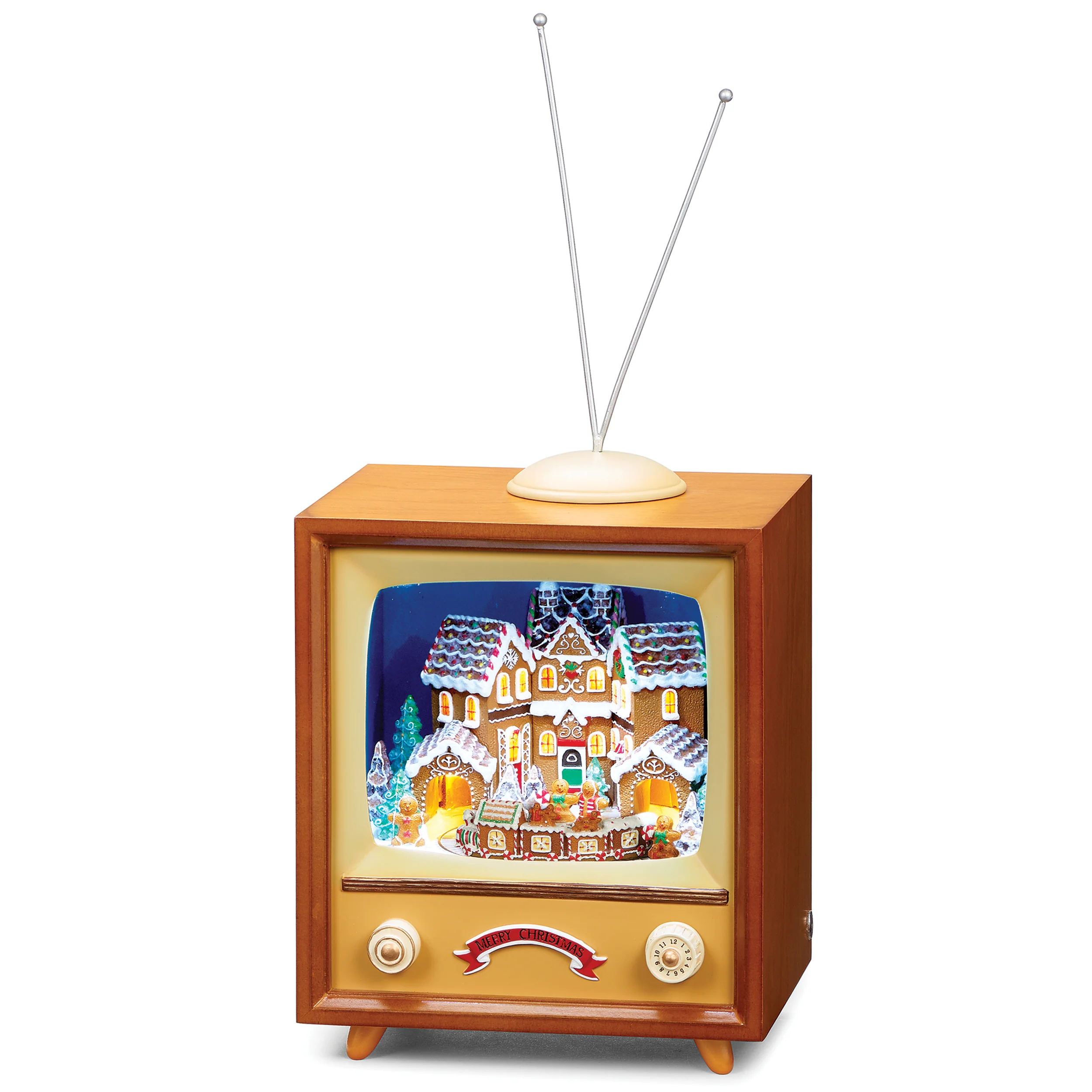 Amusements Lighted Musical Gingerbread Village TV with Rotating Train