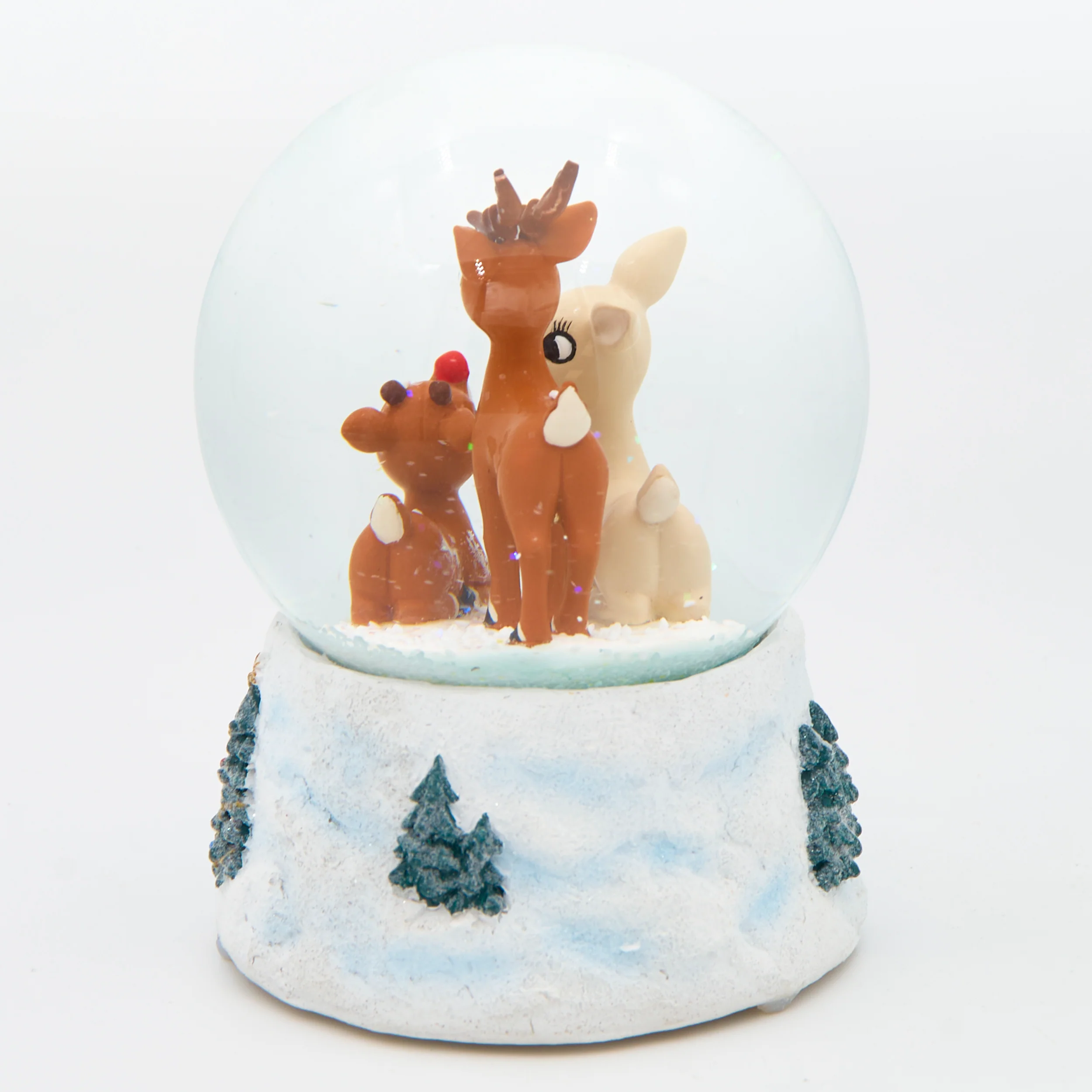 Rudolph & Family with Light-Up Nose Glitterdome - "Rudolph The Red Nose Reindeer" Tune - Image 3