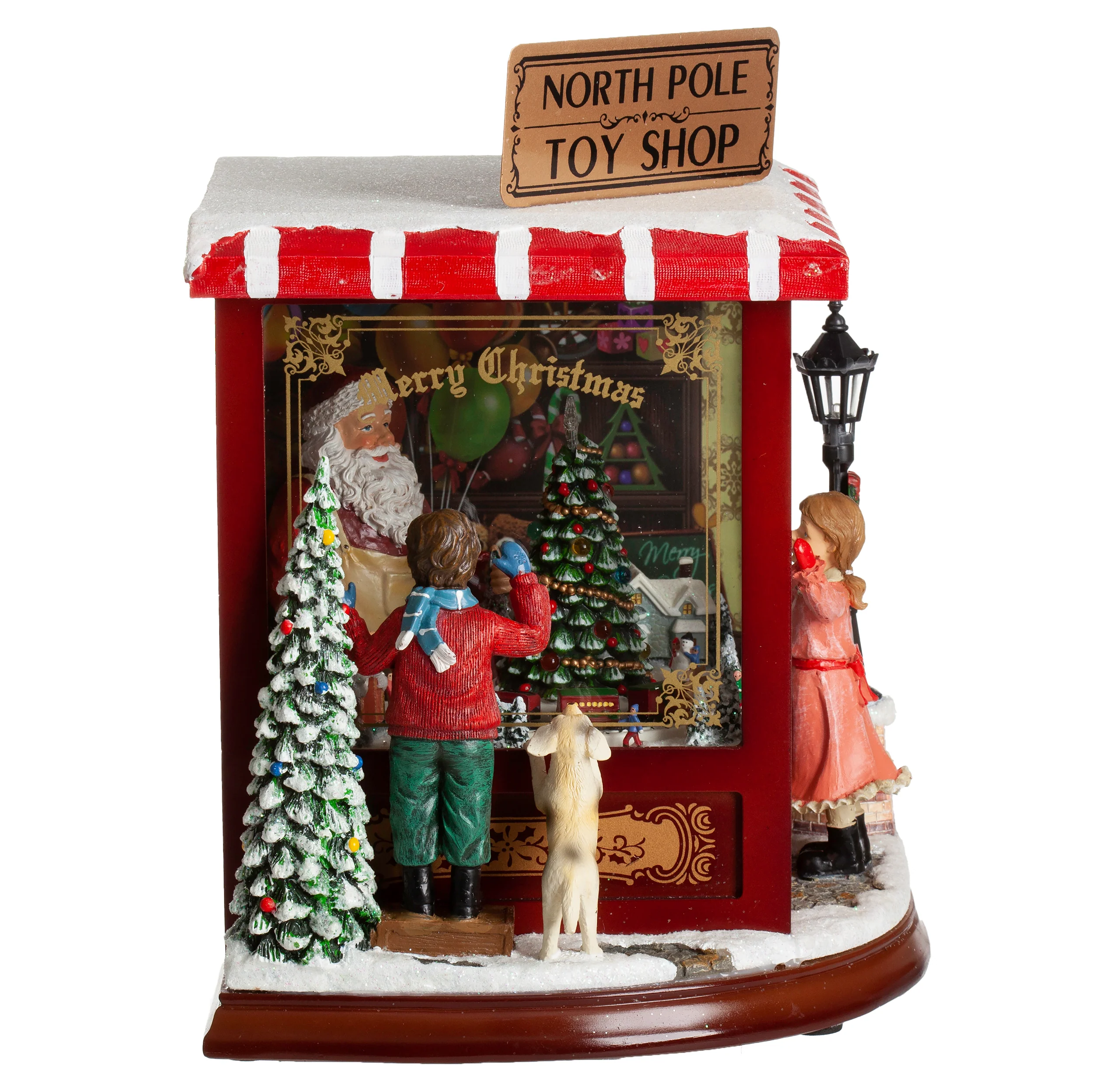 Amusements North Pole Toy Shop Lighted Musical Rotating Train Village Scene - 10" H - Image 2