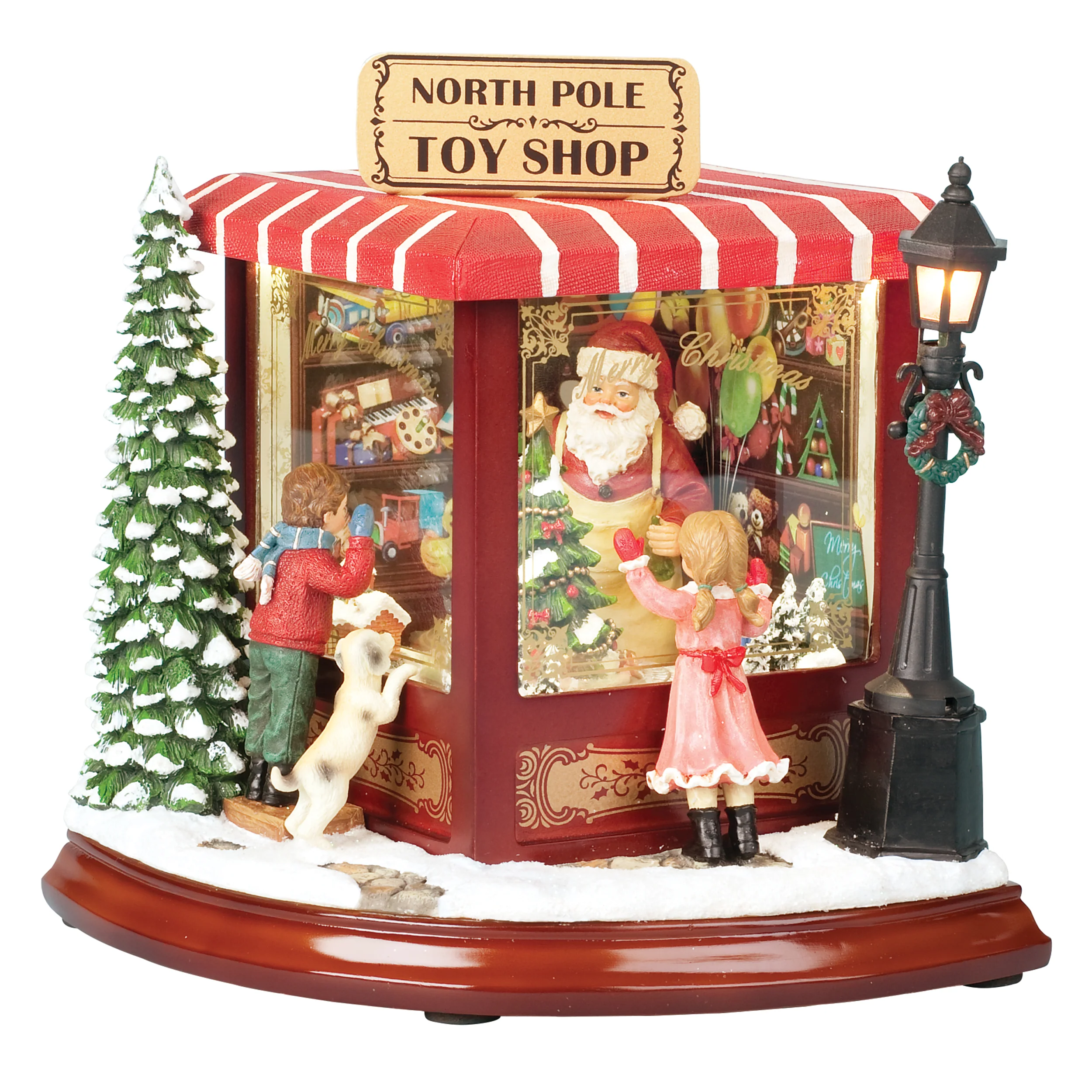 Amusements Musical Village North Pole Toy Shop Lighted with Rotating Train