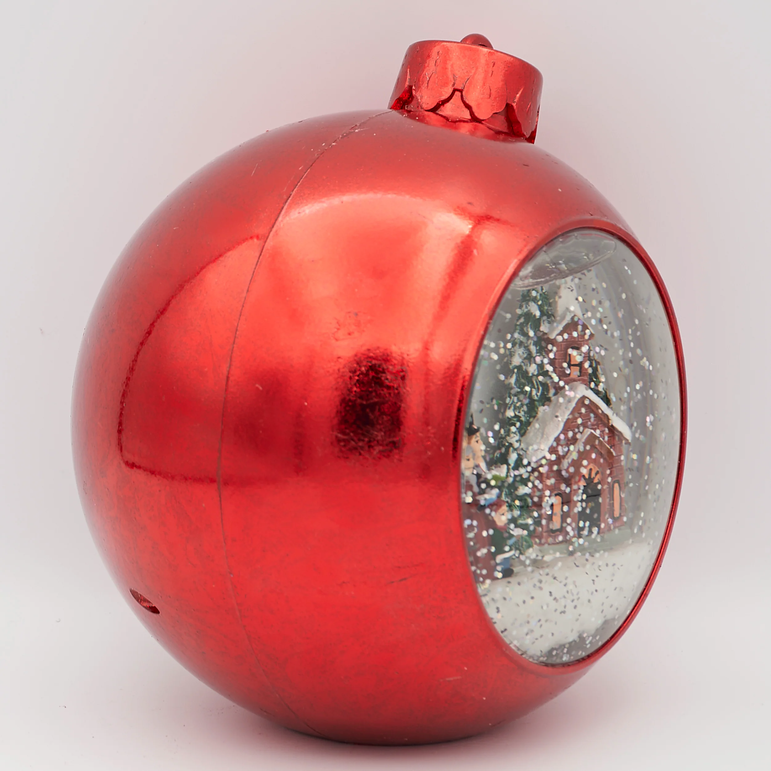 Confetti Lites Lighted Musical Red Ornament with Carolers & Church Scene - Image 3