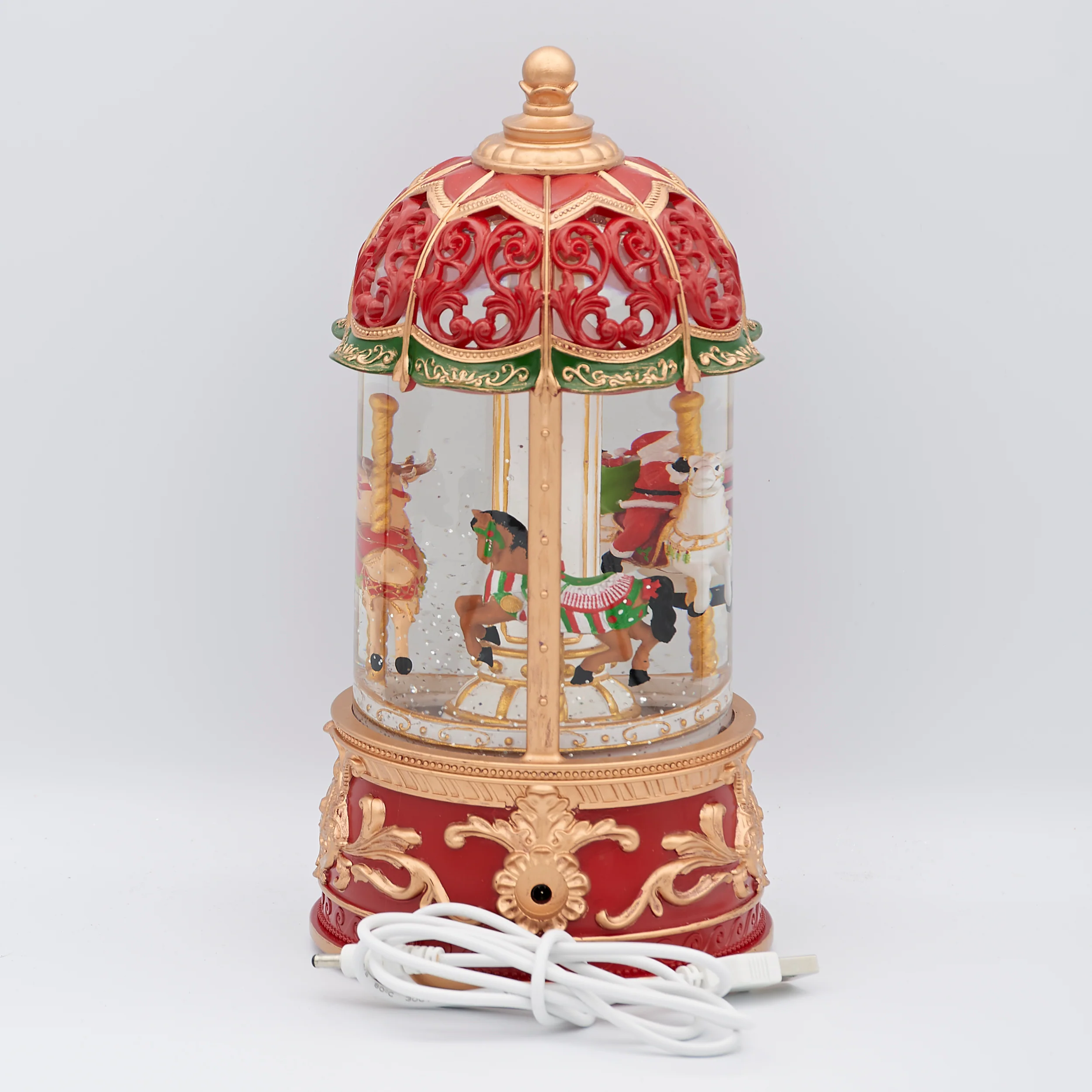 Confetti Lites Lighted Musical Swirl Carousel with Rotating Santa - Image 2